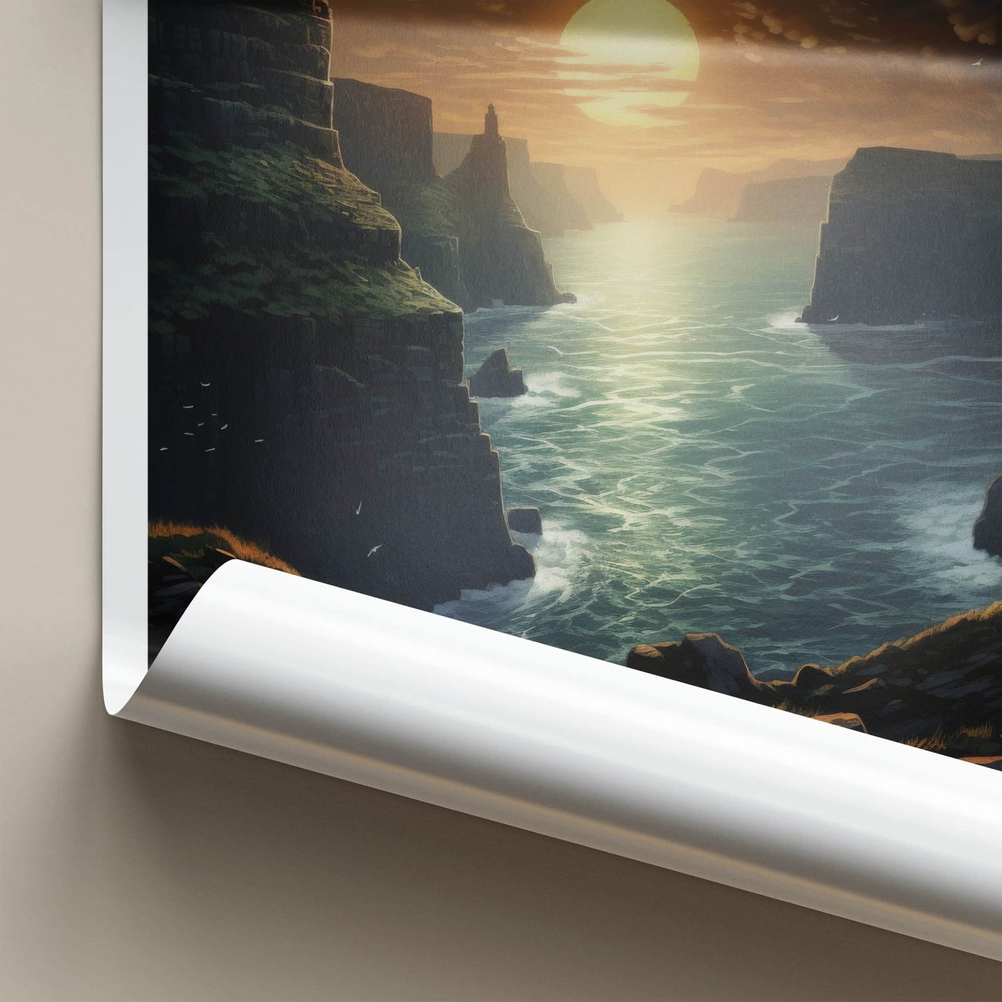 Cliffs Of Moher Poster - Ireland Travel Art - Golden Ocean Cliffs Home Decor
