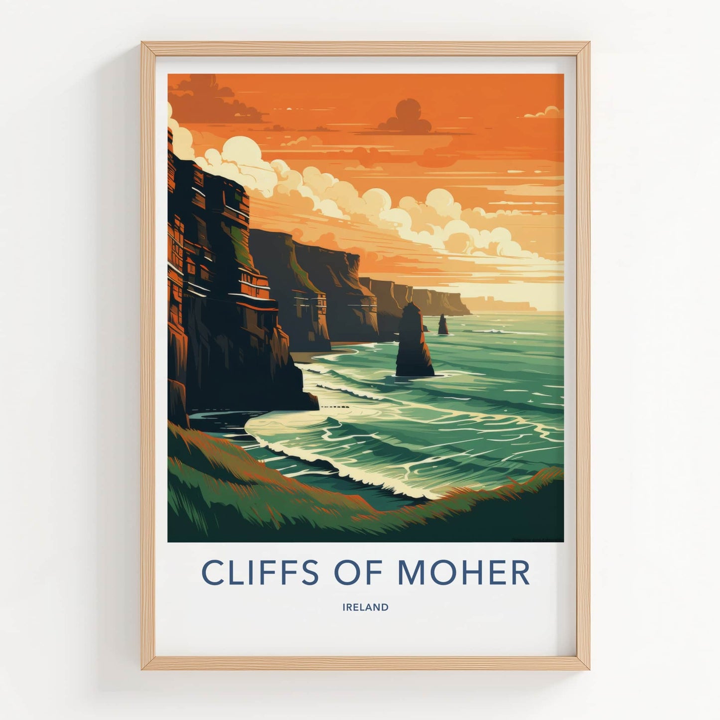Cliffs Of Moher Poster - Ireland Travel Art - Ocean Cliffs Sunset Home Decor