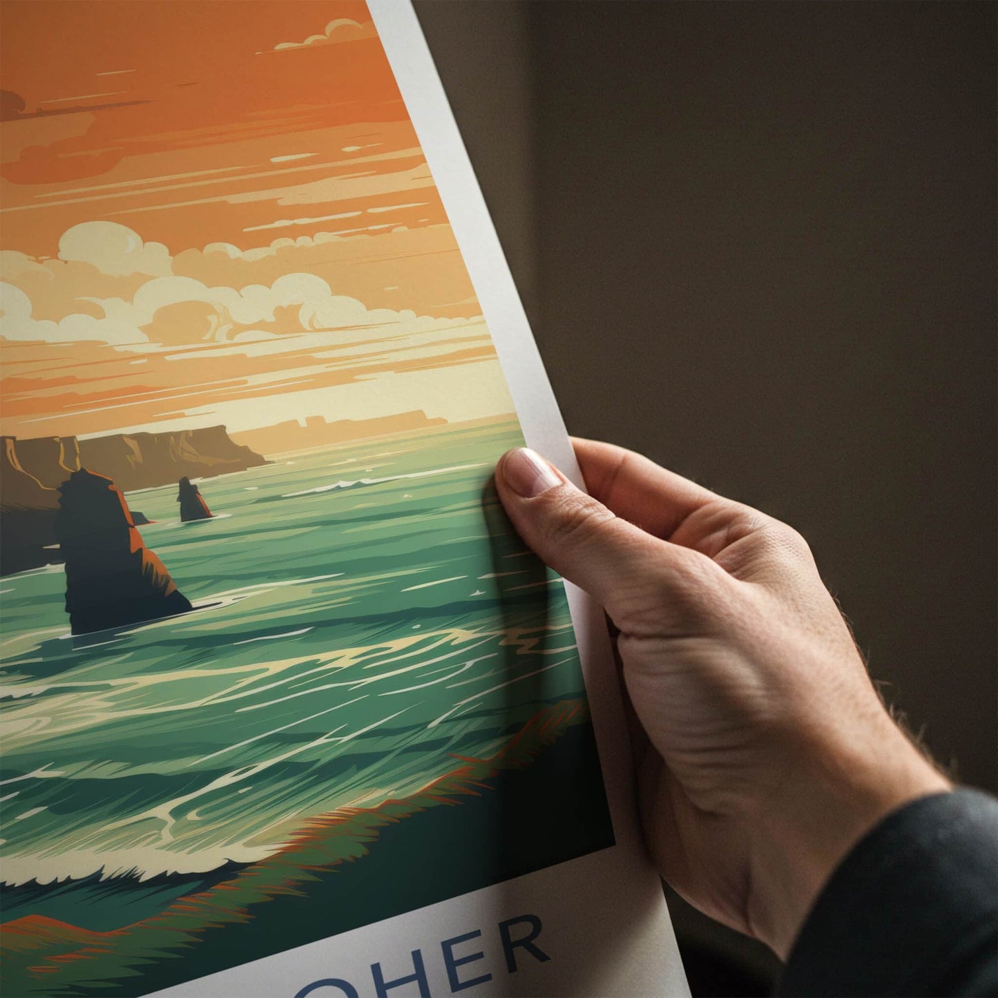 Cliffs Of Moher Poster - Ireland Travel Art - Ocean Cliffs Sunset Home Decor