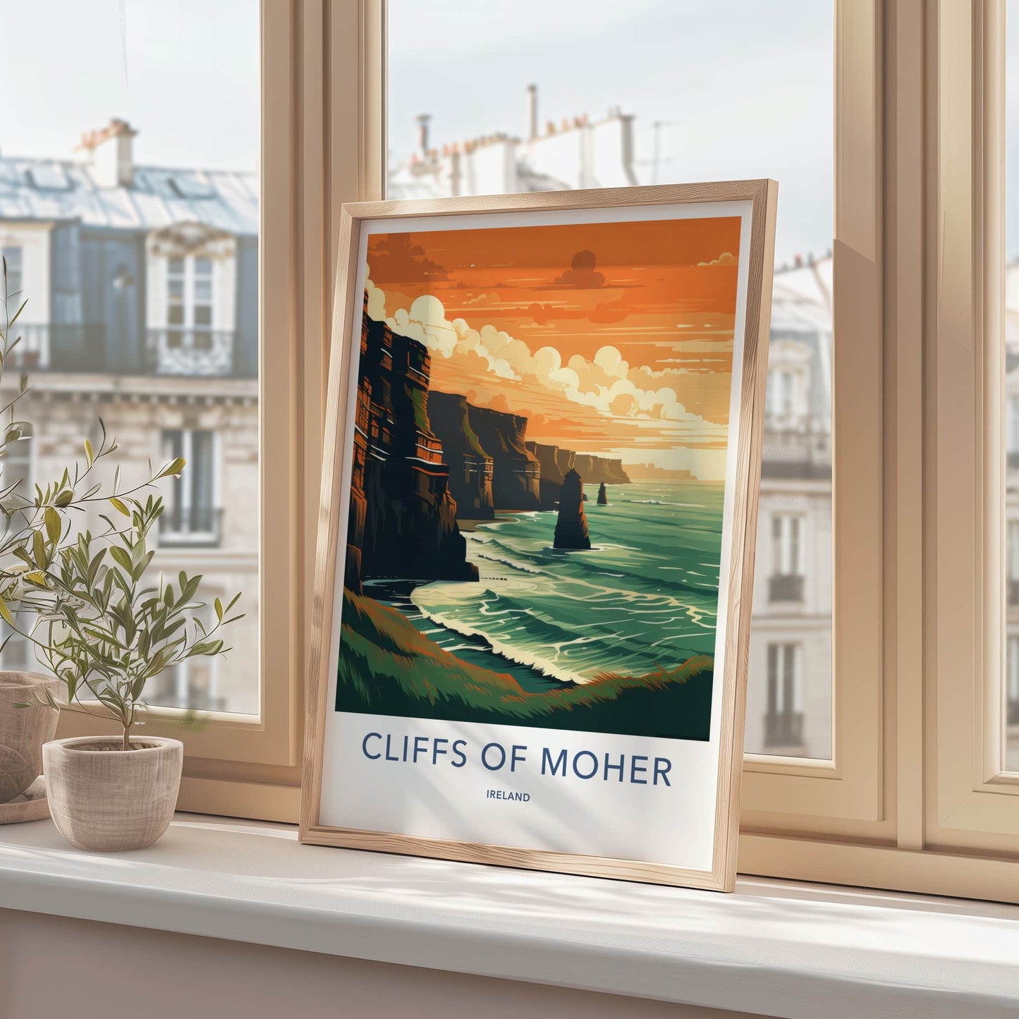 Cliffs Of Moher Poster - Ireland Travel Art - Ocean Cliffs Sunset Home Decor