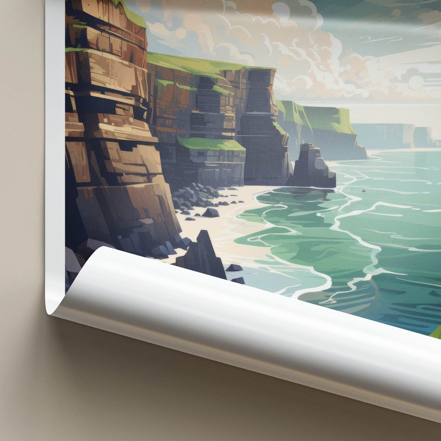 Cliffs of Moher Poster - Ireland Travel Art - Rugged Coastal Cliffs Home Decor
