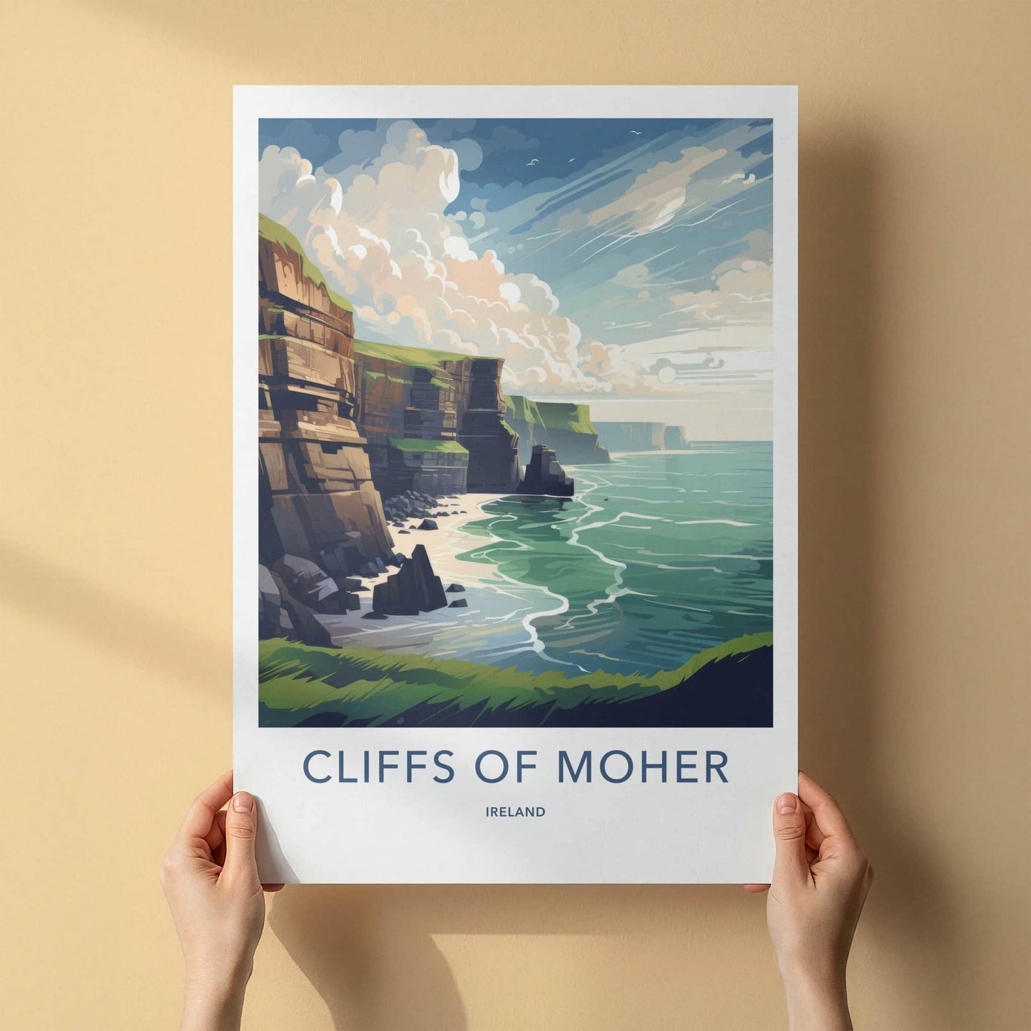 Cliffs of Moher Poster - Ireland Travel Art - Rugged Coastal Cliffs Home Decor