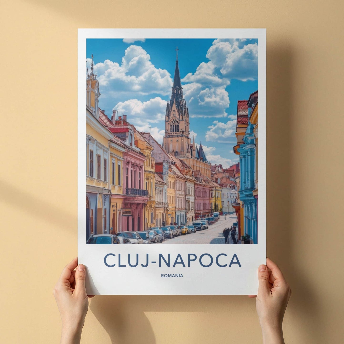 Cluj-Napoca Poster - Romania Travel Art - Historic Church Street Home Decor