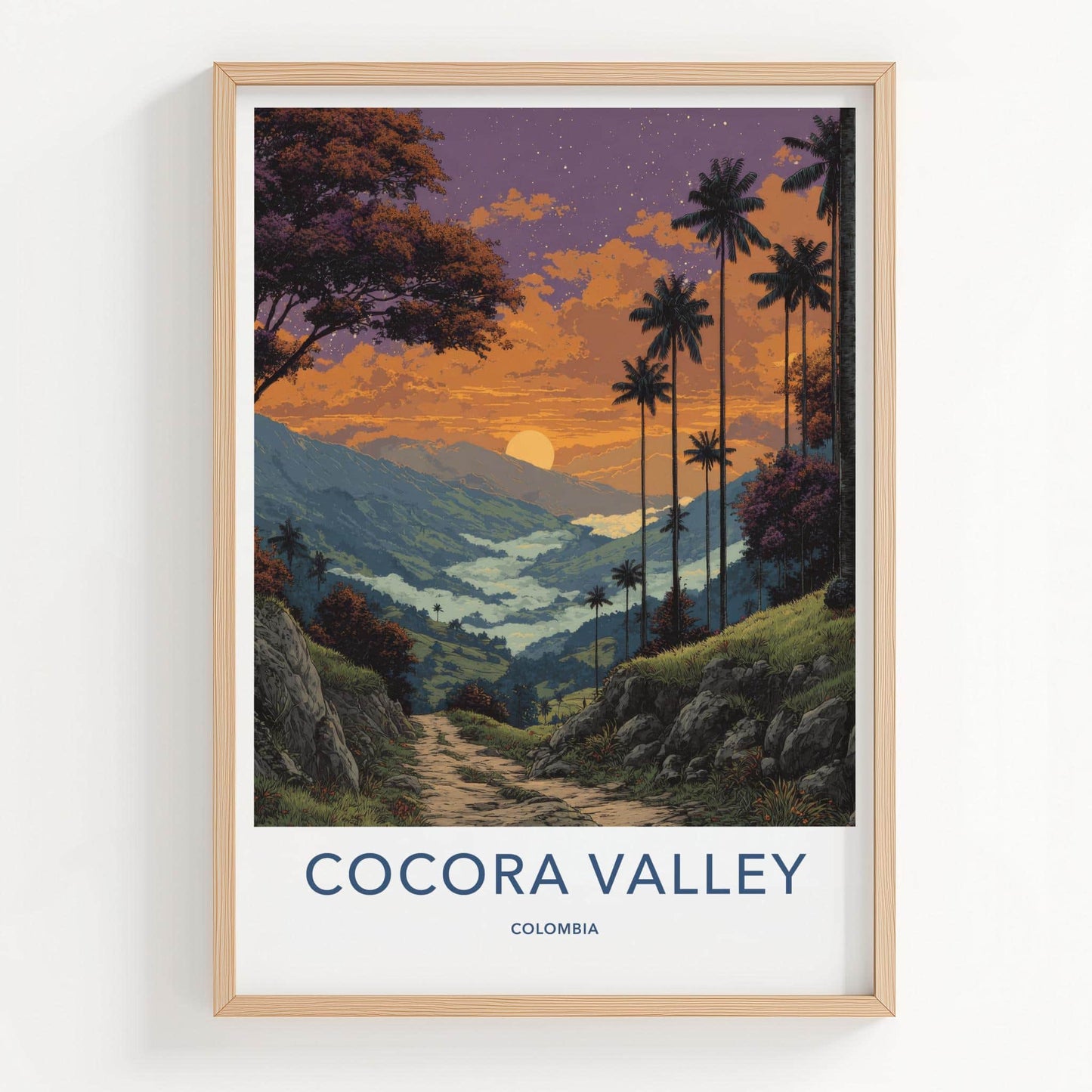Cocora Valley Poster - Colombia Travel Art - Golden Sky Palms Wall Decor