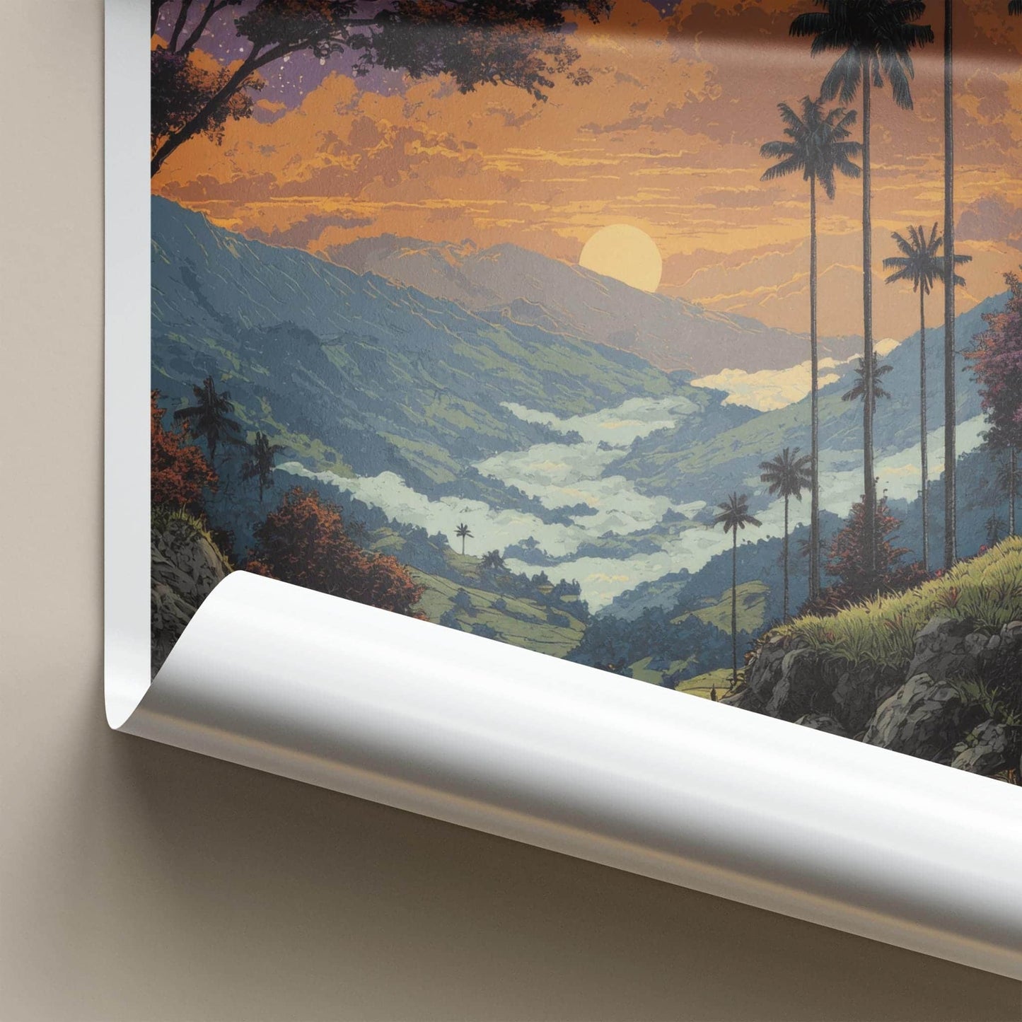 Cocora Valley Poster - Colombia Travel Art - Golden Sky Palms Wall Decor