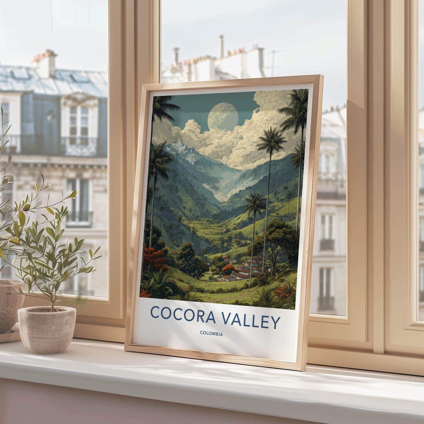 Cocora Valley Poster - Colombia Travel Art - Tall Palms Moon Wall Decor