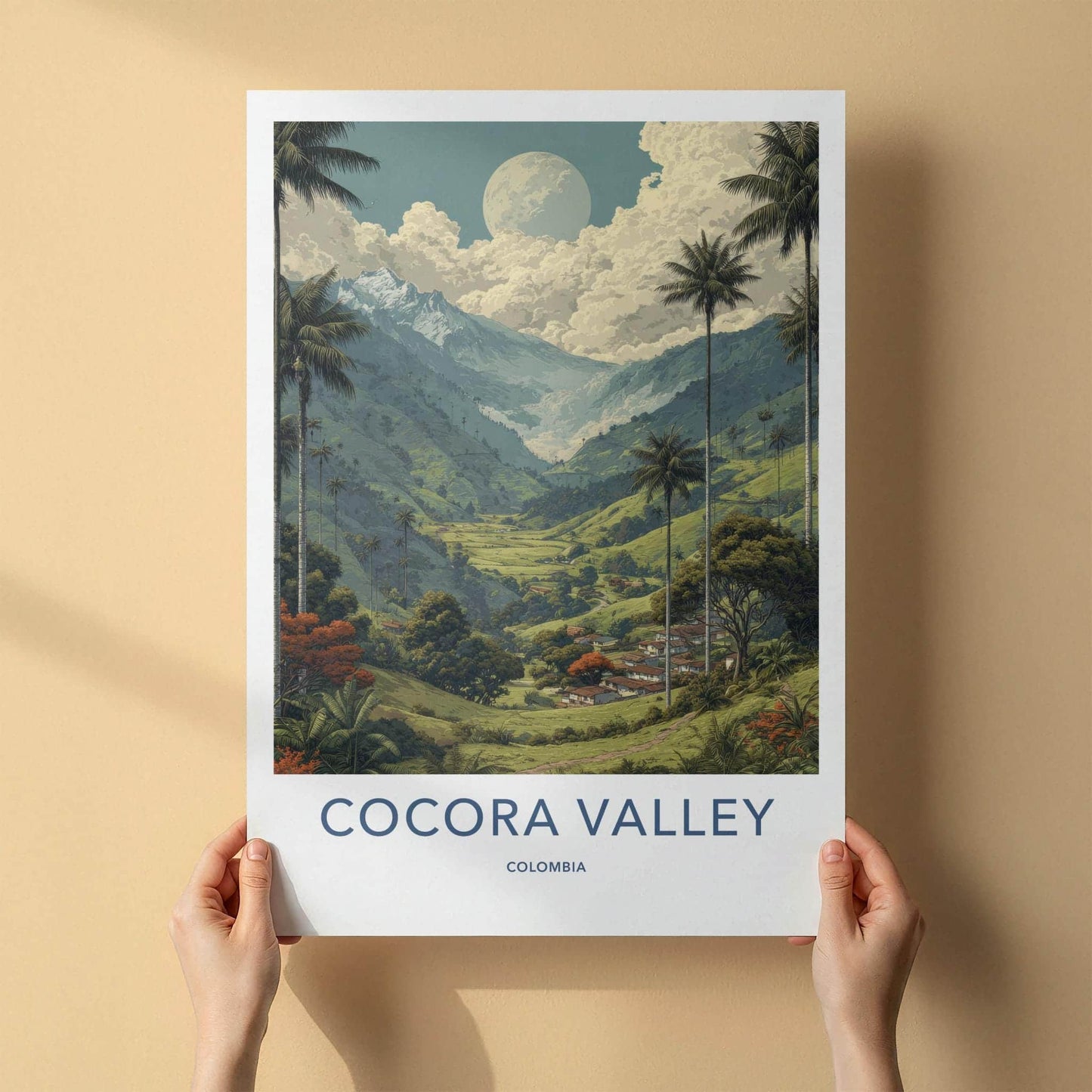 Cocora Valley Poster - Colombia Travel Art - Tall Palms Moon Wall Decor