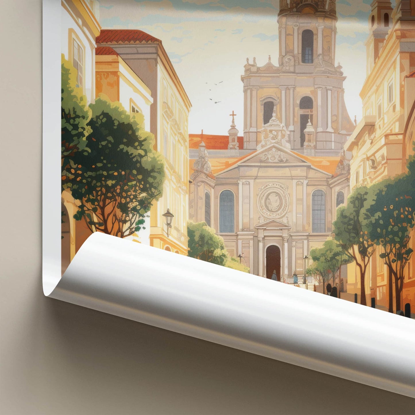 Coimbra Poster - Portugal Travel Art - Historic Cathedral Street Home Decor