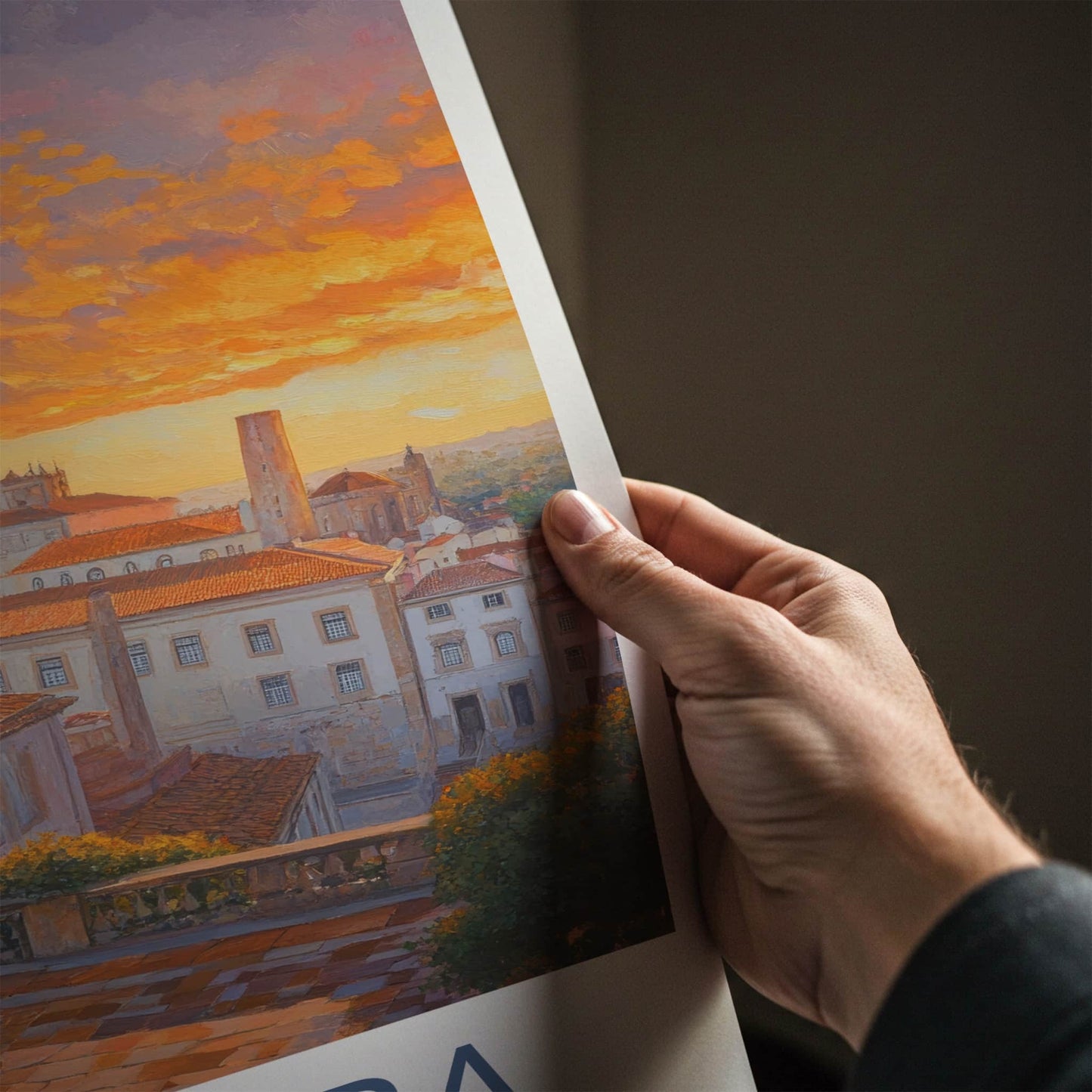 Coimbra Poster - Portugal Travel Art - Orange Sunset Cityscape Home Decor