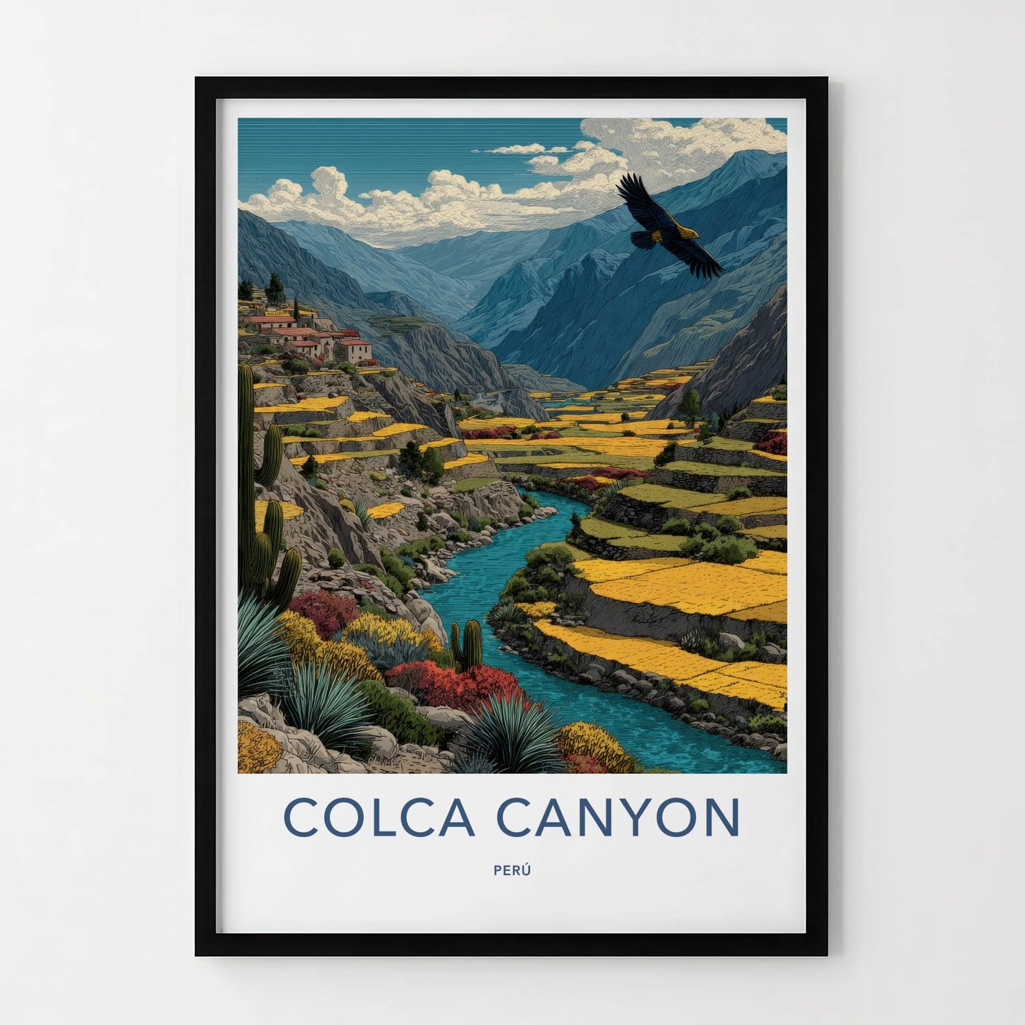 Colca Canyon Poster - Peru Travel Print - Soaring Condor Home Decor
