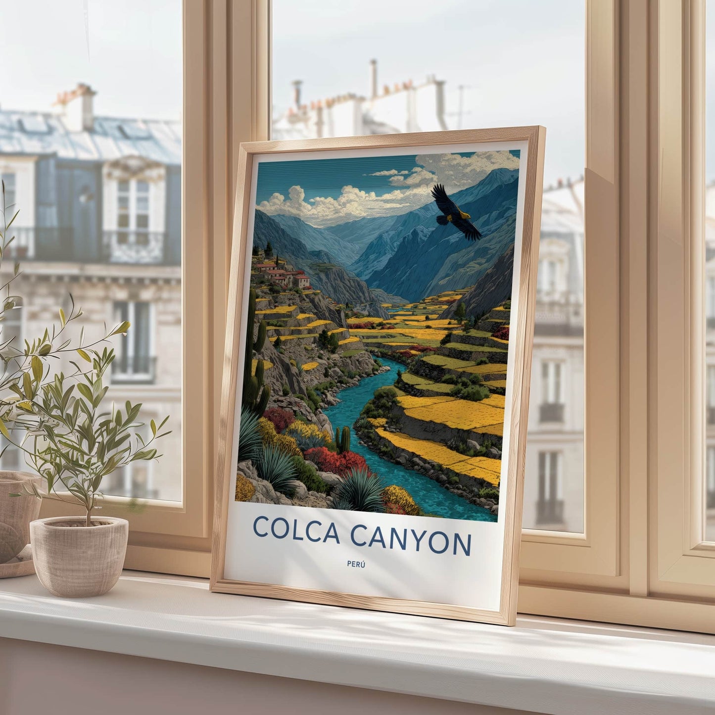 Colca Canyon Poster - Peru Travel Print - Soaring Condor Home Decor