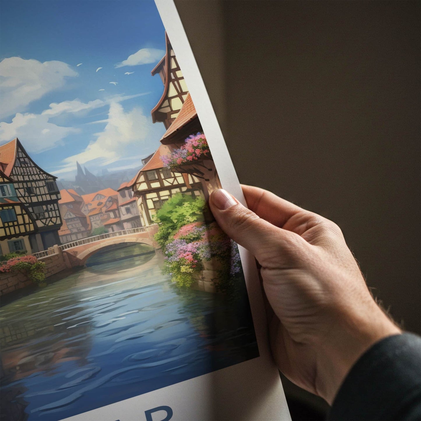 Colmar Poster - France Travel Art - Flowered Canal Homes Home Decor