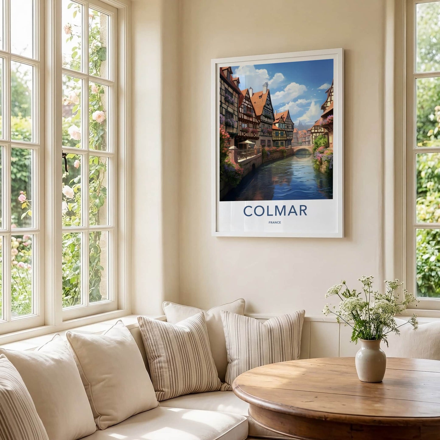 Colmar Poster - France Travel Art - Flowered Canal Homes Home Decor