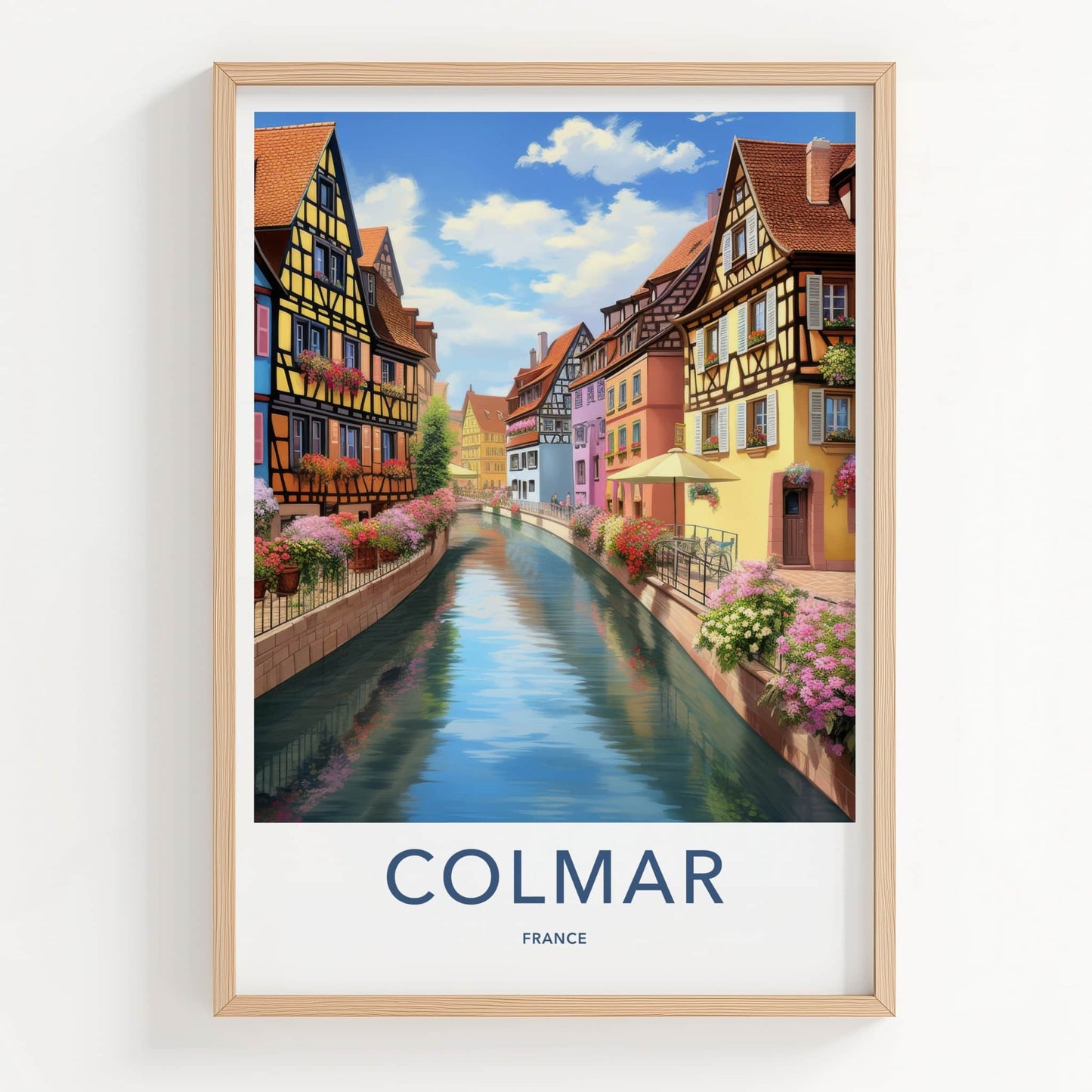 Colmar Poster - France Travel Print - Flower Lined Canal Lounge Decor