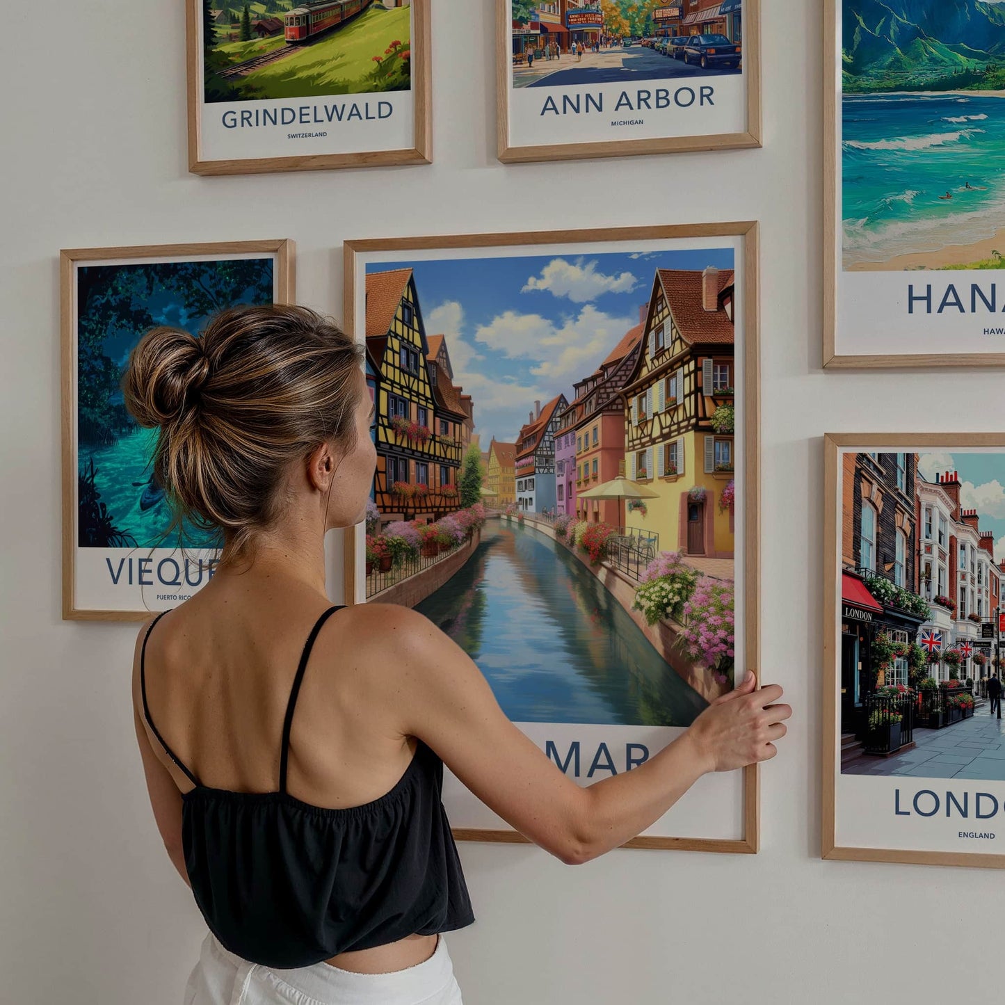 Colmar Poster - France Travel Print - Flower Lined Canal Lounge Decor
