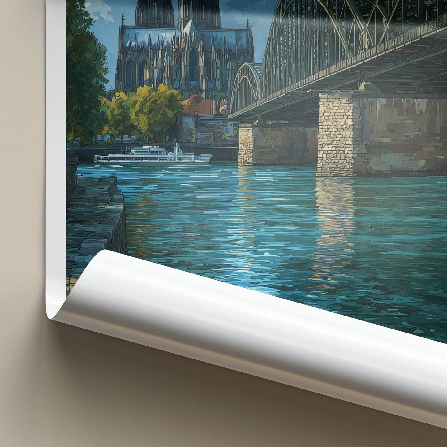 Cologne Poster - Germany Travel Art - Cathedral Arch River Wall Decor