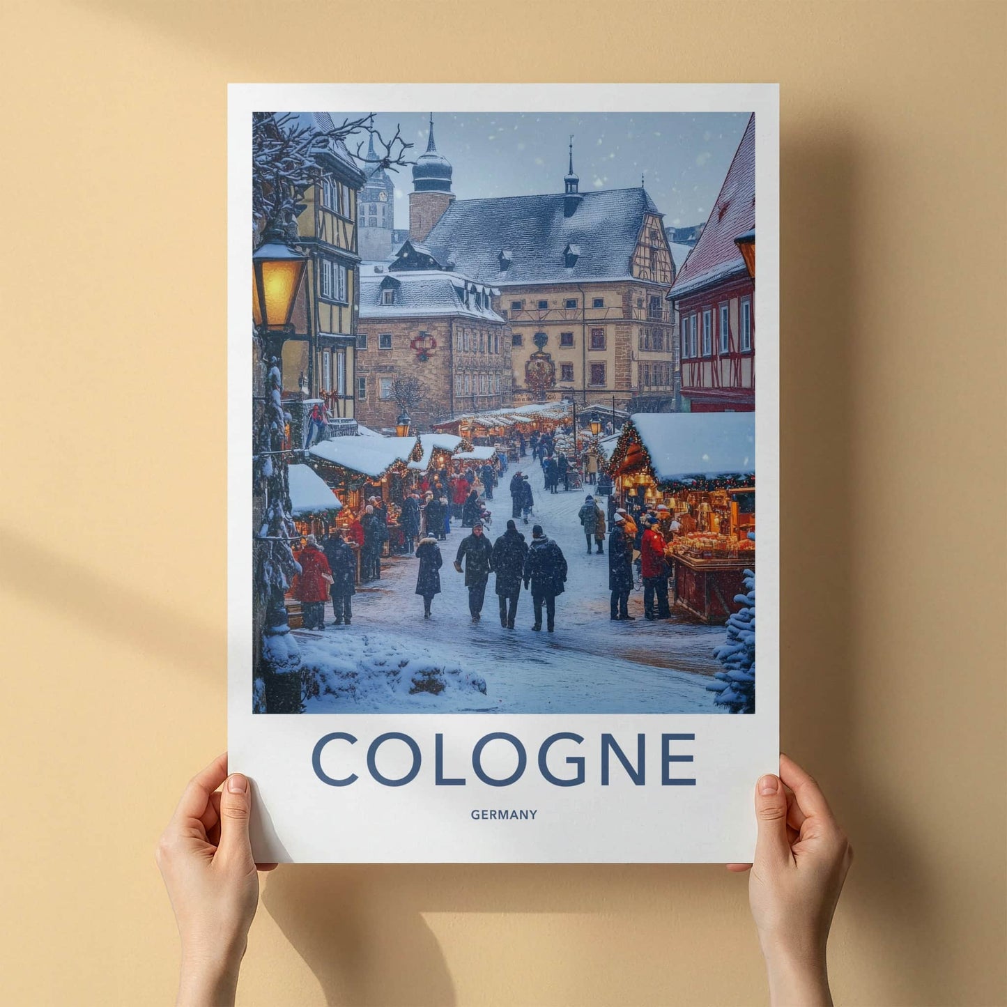 Cologne Poster - Germany Travel Art - Festive Winter Market Home Decor
