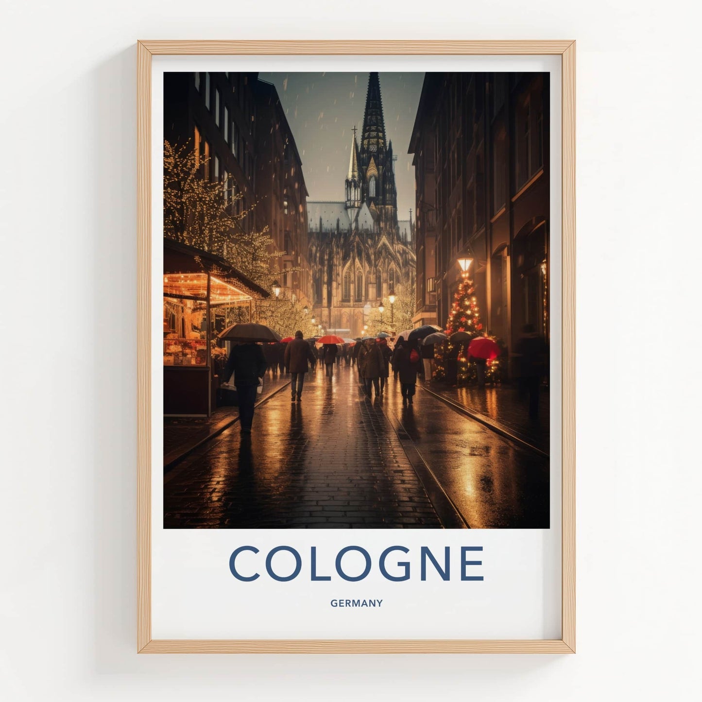 Cologne Poster - Germany Wall Art - Rainy Cathedral Evening Home Decor