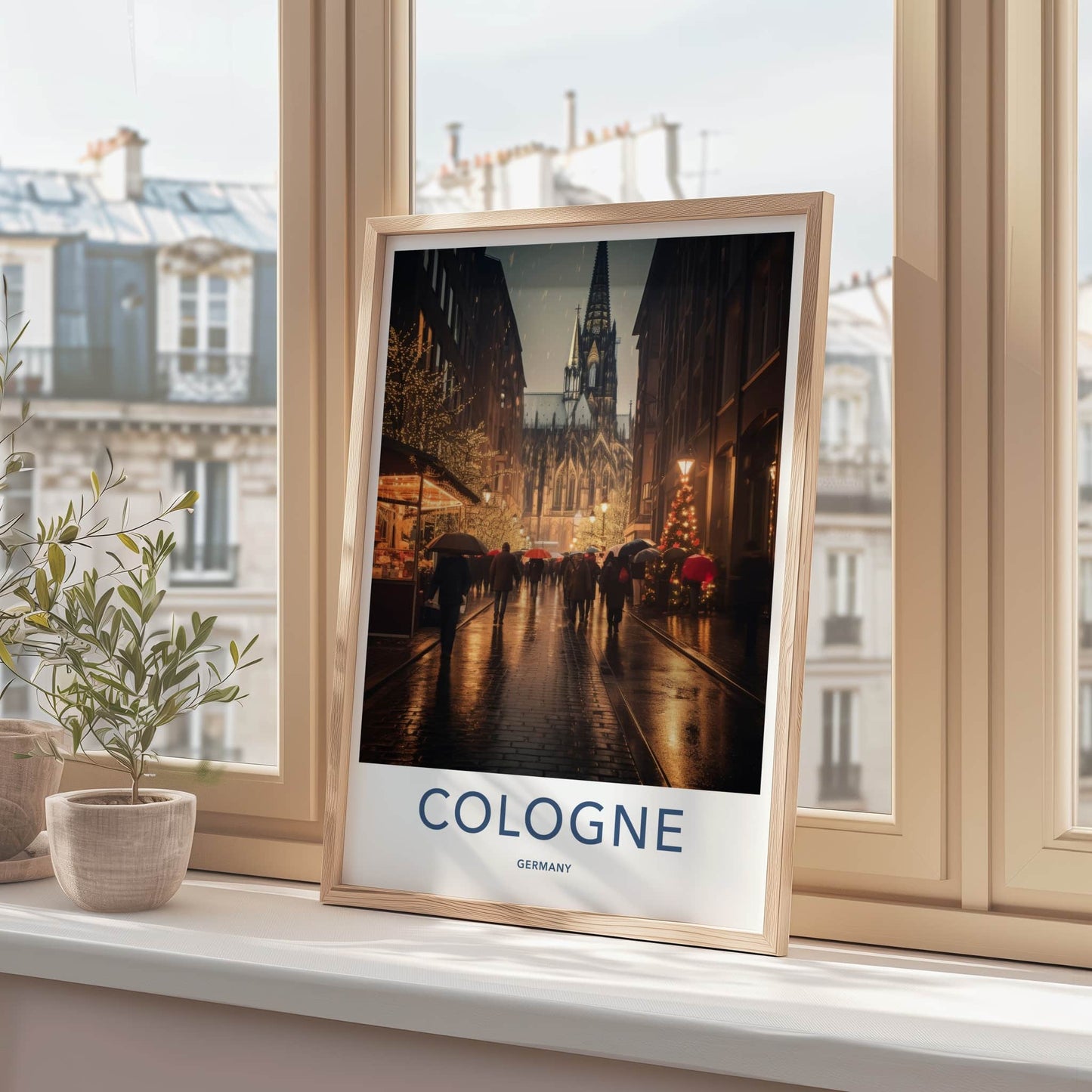 Cologne Poster - Germany Wall Art - Rainy Cathedral Evening Home Decor