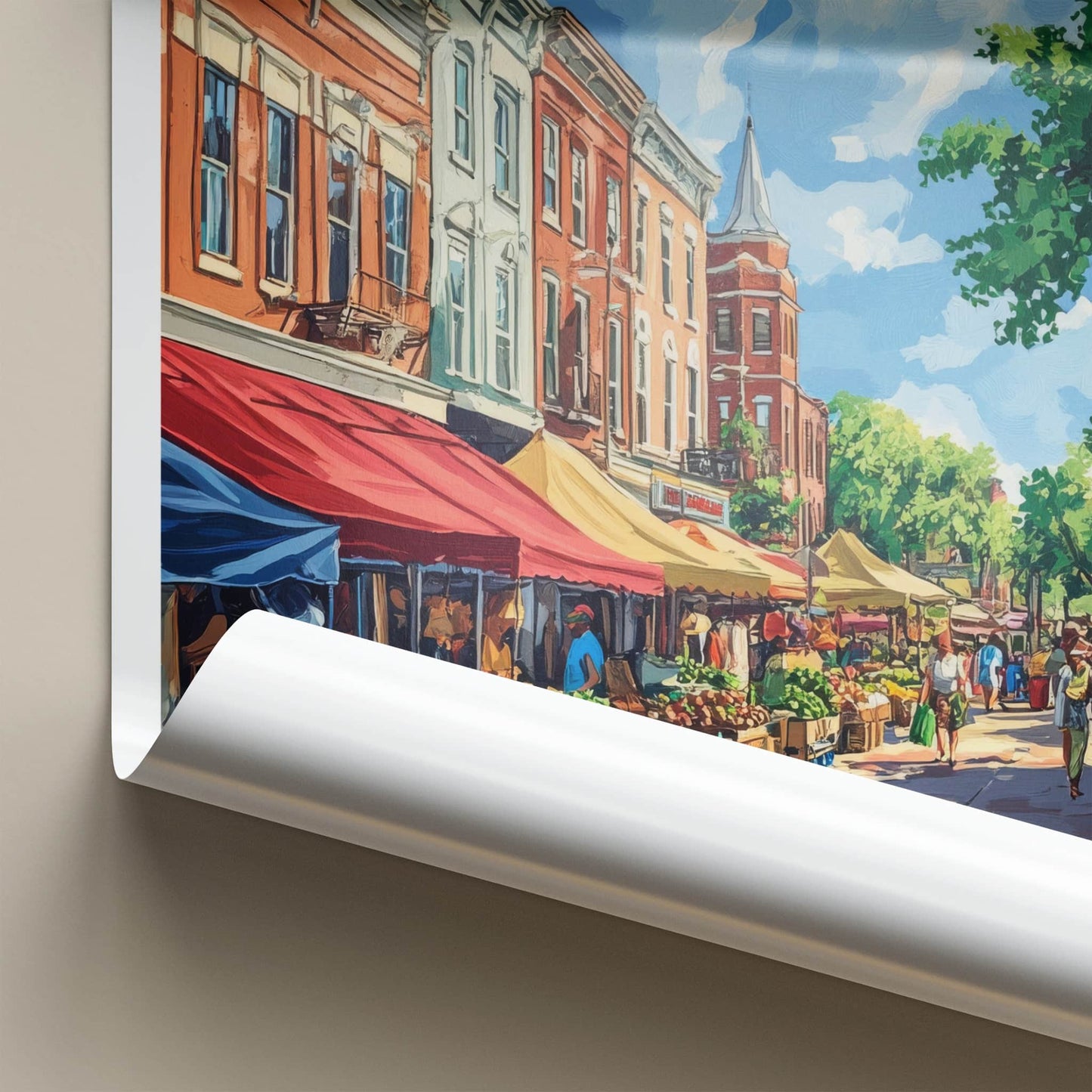 Columbia Poster - South Carolina Travel Art - Vibrant Market Scene Wall Decor