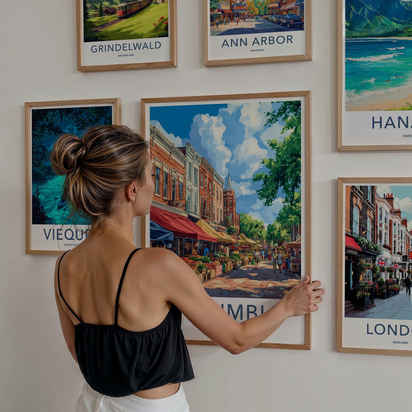 Columbia Poster - South Carolina Travel Art - Vibrant Market Scene Wall Decor