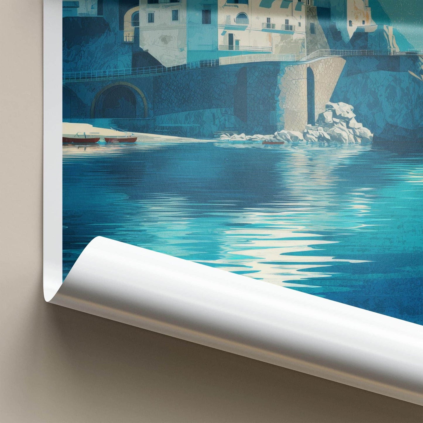 Conca dei Marini Poster - Italy Travel Print - Azure Water Serene Home Decor