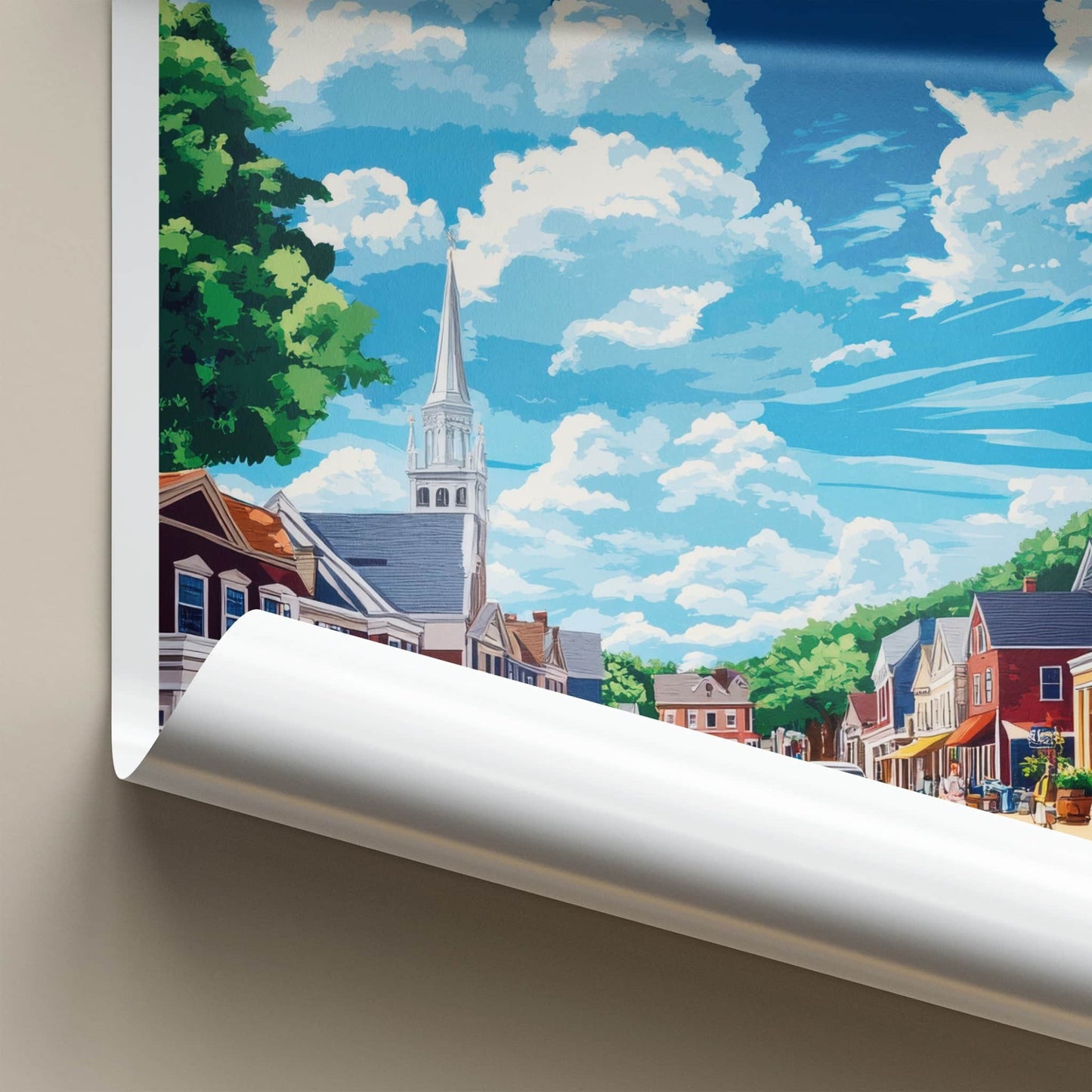 Concord Poster - Massachusetts Travel Art - Village Steeple Street Home Decor