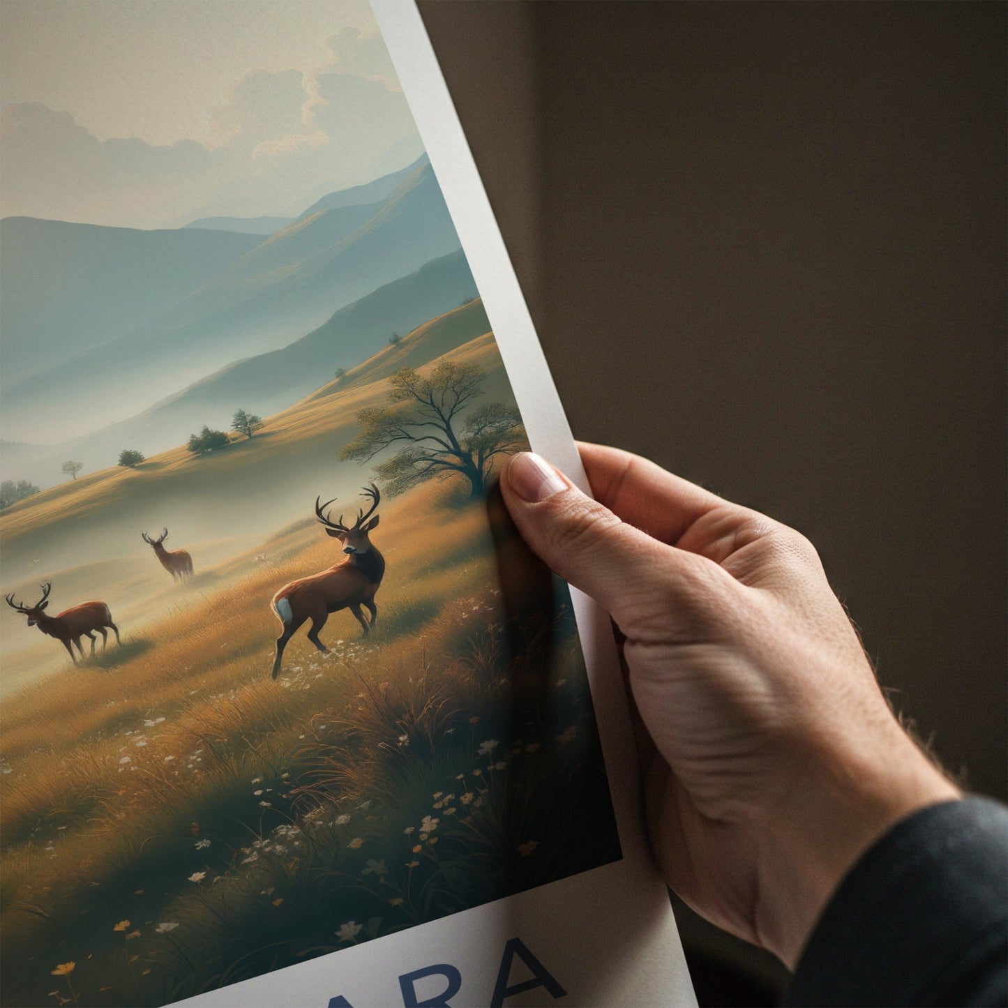 Connemara Poster - Ireland Travel Art - Deer Golden Hills Home Decor
