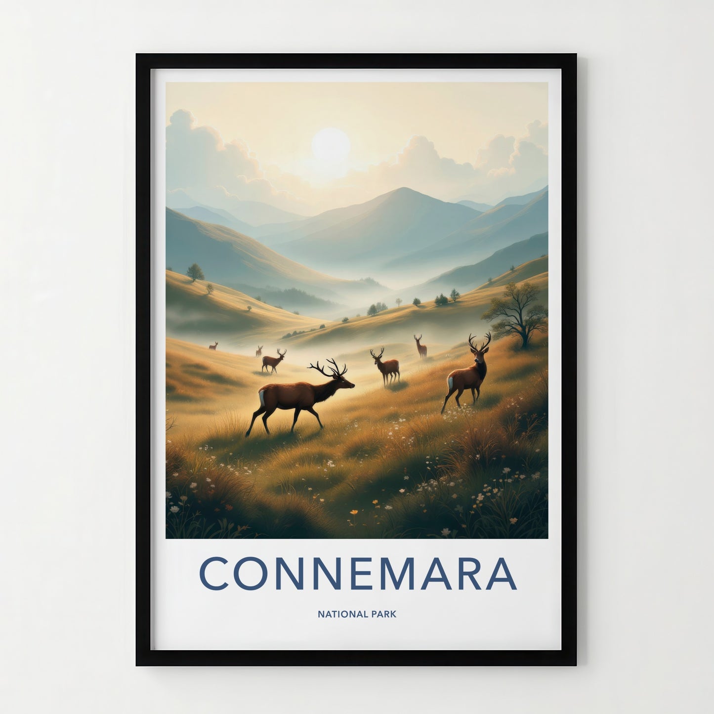 Connemara Poster - Ireland Travel Art - Deer Golden Hills Home Decor