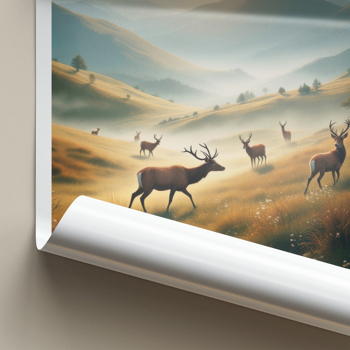 Connemara Poster - Ireland Travel Art - Deer Golden Hills Home Decor