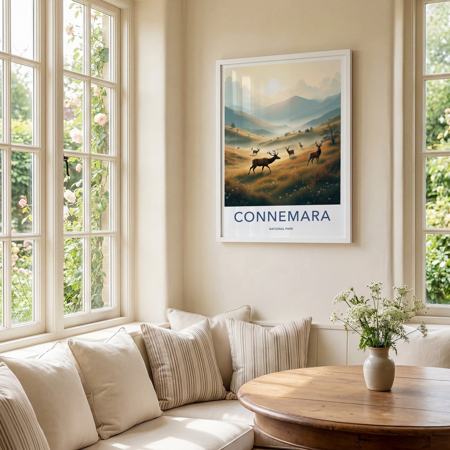 Connemara Poster - Ireland Travel Art - Deer Golden Hills Home Decor