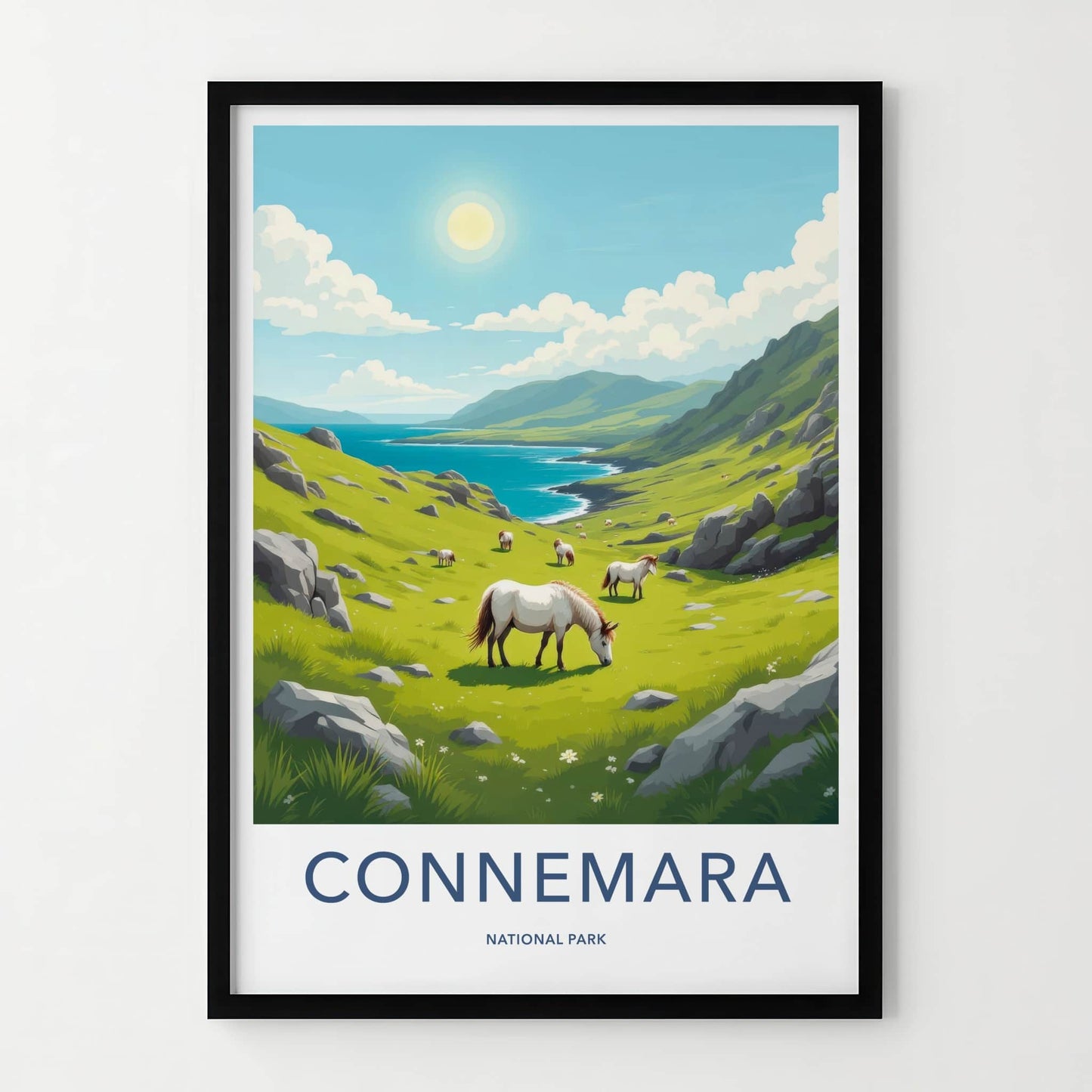 Connemara Poster - Ireland Travel Art - Green Valley Horses Home Decor