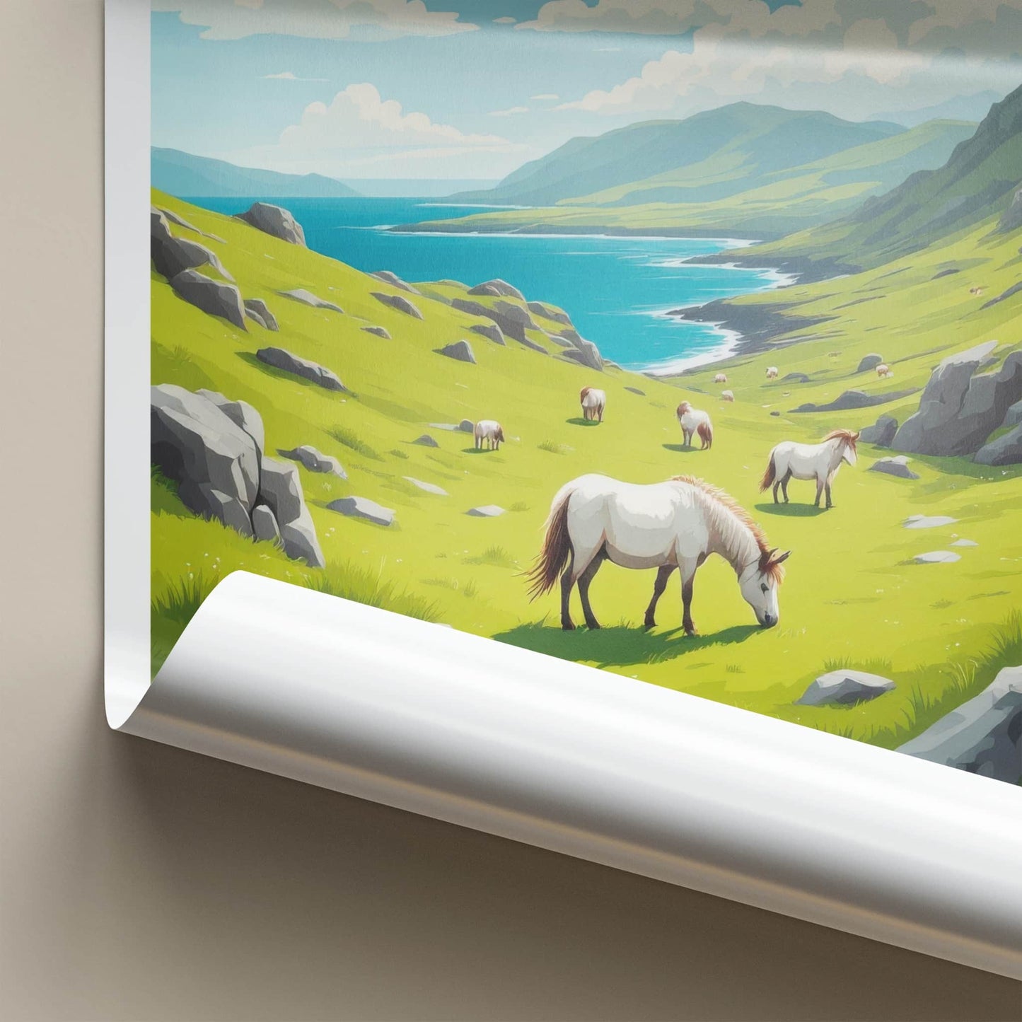 Connemara Poster - Ireland Travel Art - Green Valley Horses Home Decor