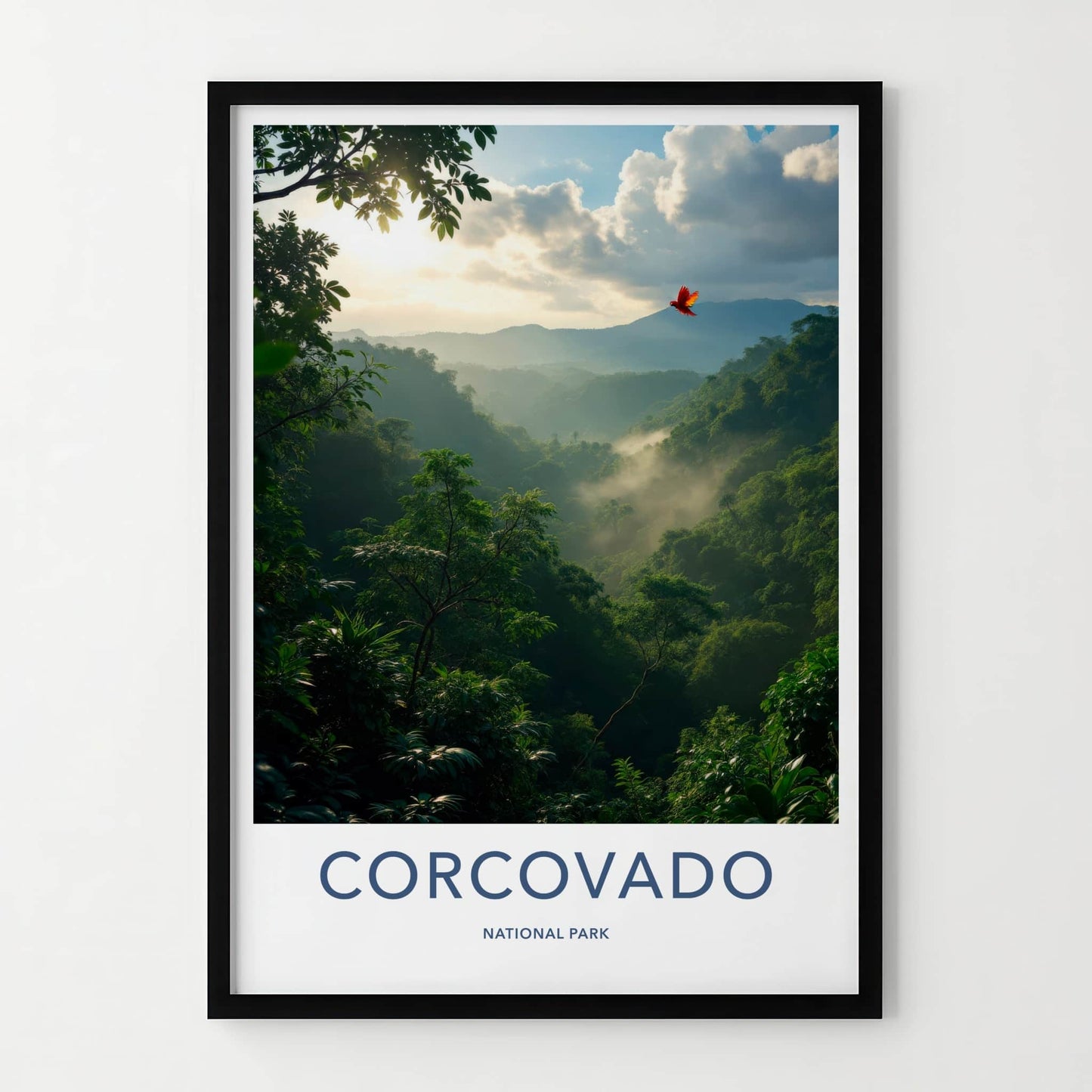 Corcovado National Park Poster - Costa Rica Travel Art - Misty Jungle Valley Home Decor