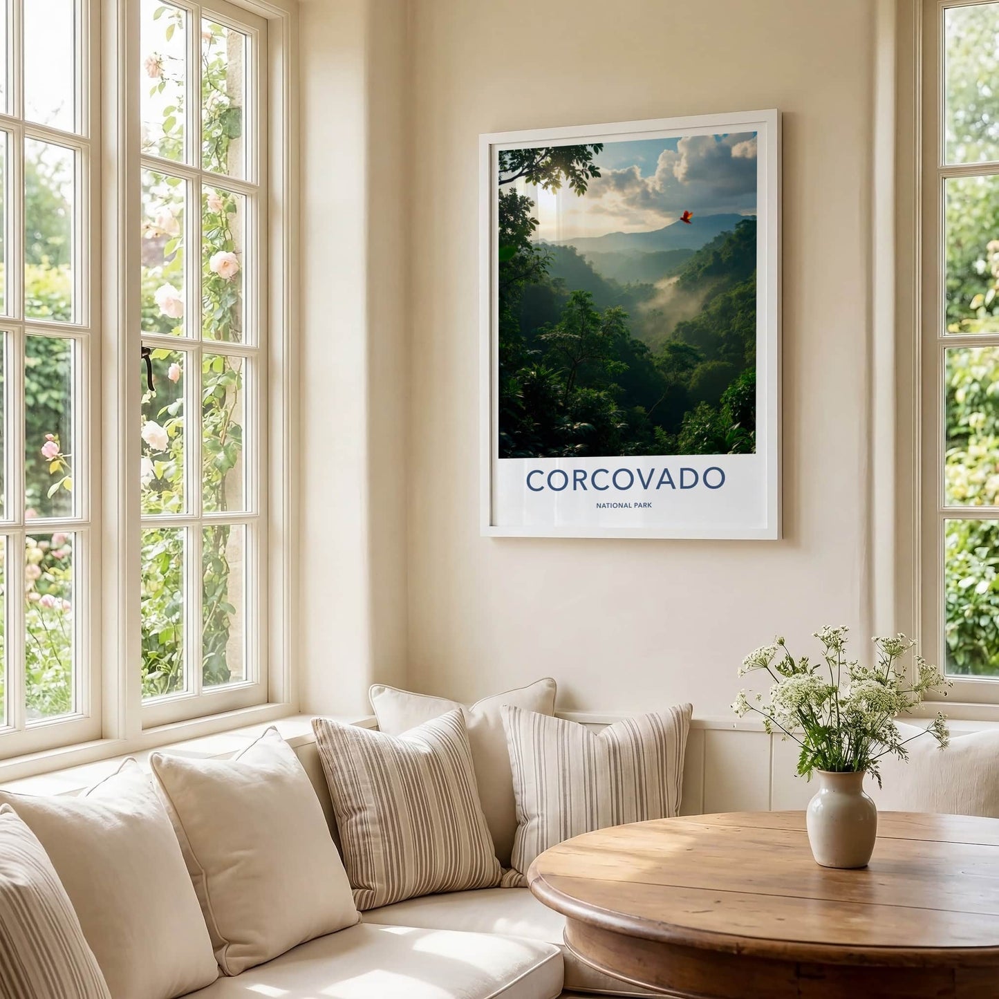 Corcovado National Park Poster - Costa Rica Travel Art - Misty Jungle Valley Home Decor