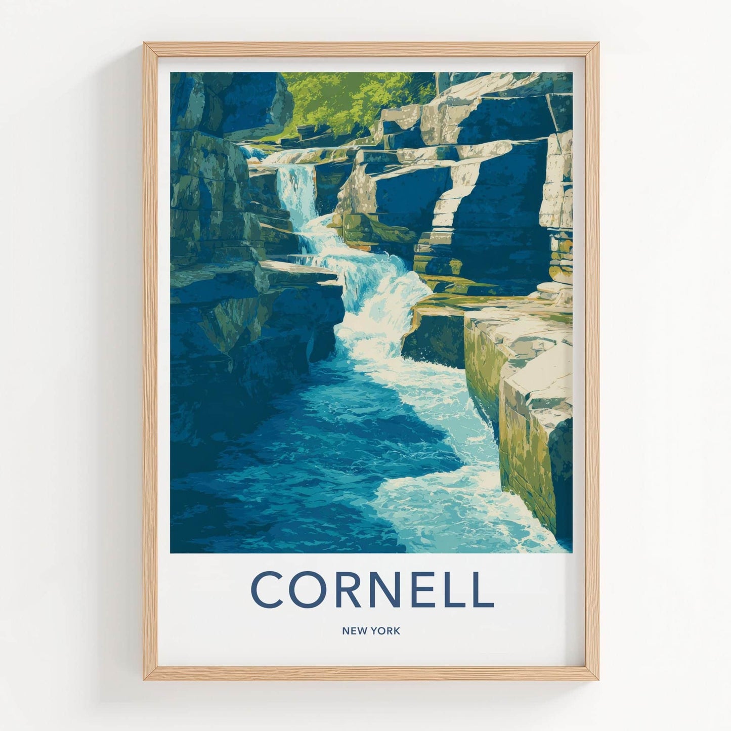Cornell Poster - New York Wall Art - Cascading River Gorge Home Decor