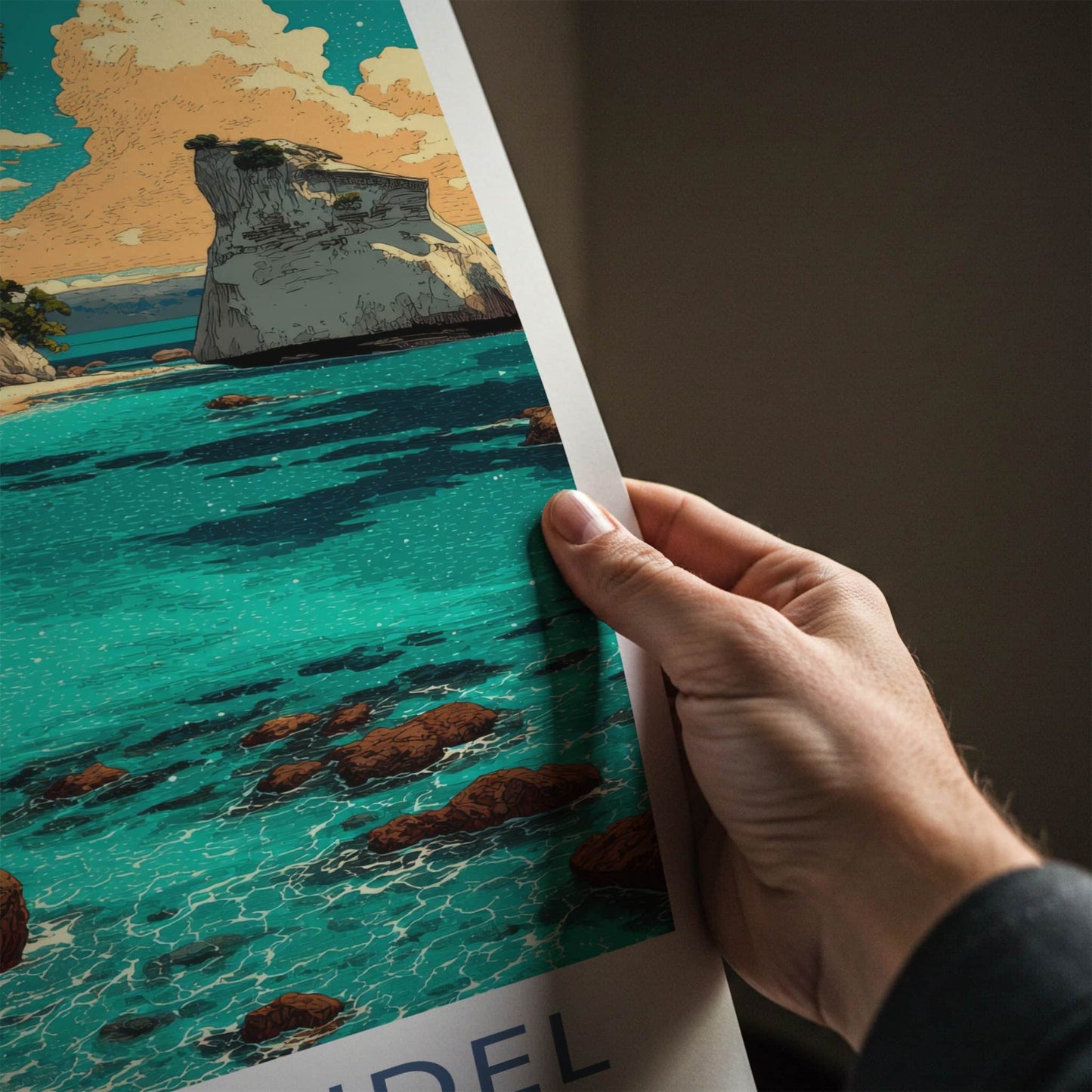 Coromandel Poster New Zealand Travel Print Ocean Beach Cliff Gallery Art