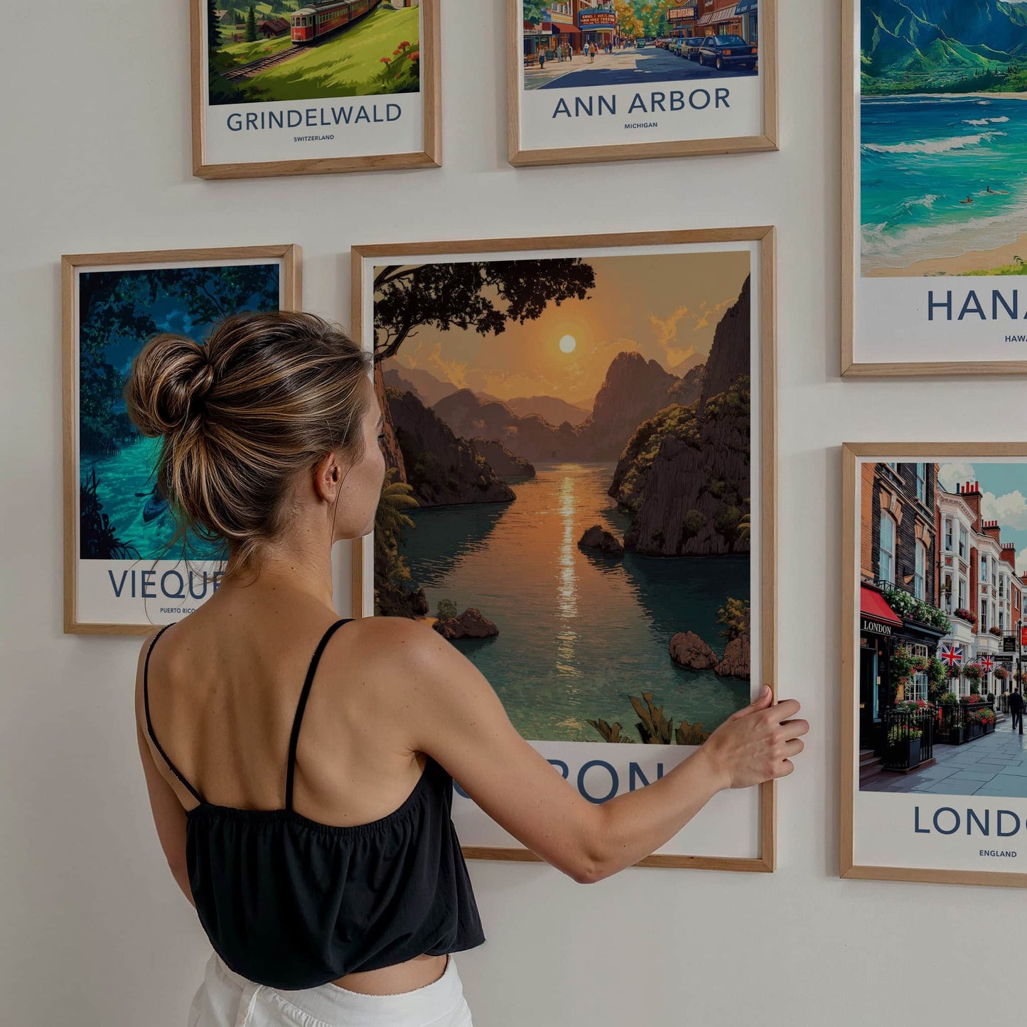 Coron Poster - Philippines Travel Print - Sunset Islands Inlet Home Art