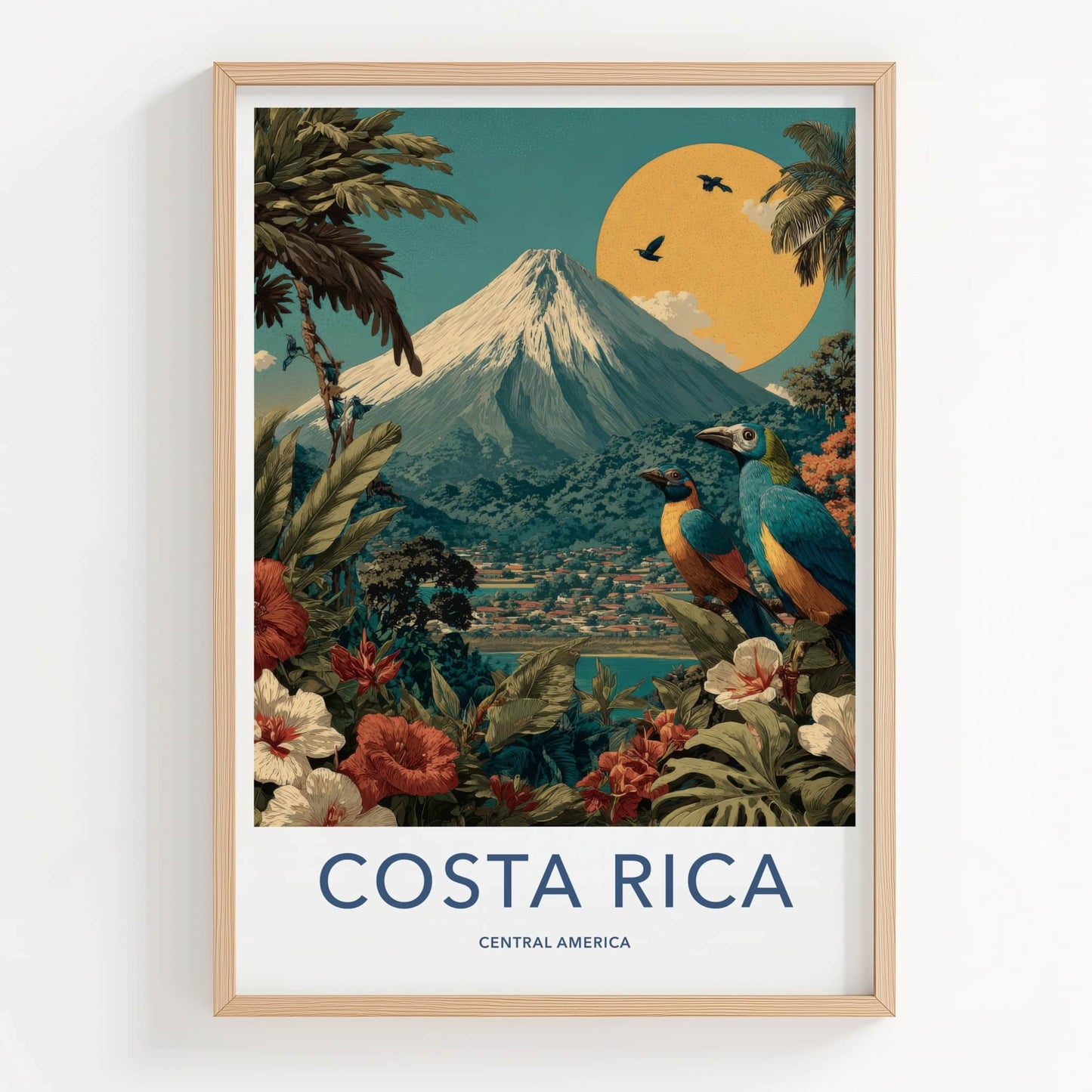 Costa Rica Poster - Costa Rica Travel Art - Volcanic Mountain Home Decor