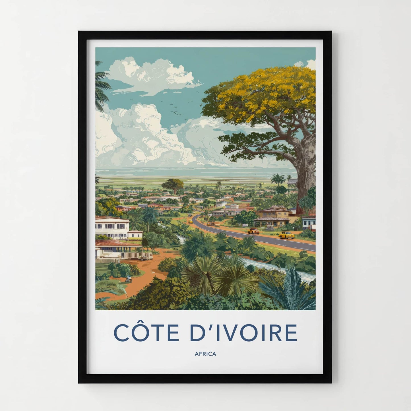 Cote Divoire Poster - Africa Travel Art - Lush Tropical Town Home Decor