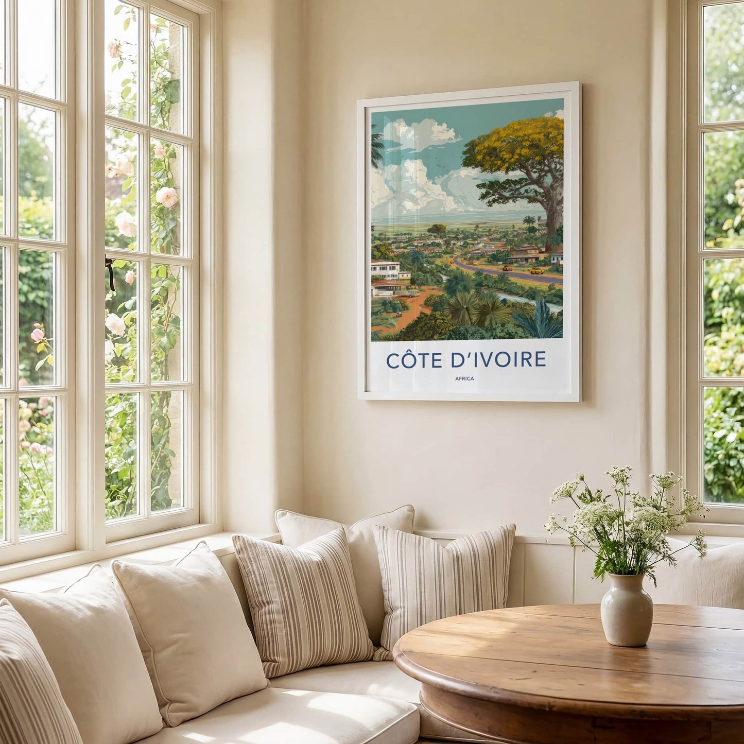 Cote Divoire Poster - Africa Travel Art - Lush Tropical Town Home Decor