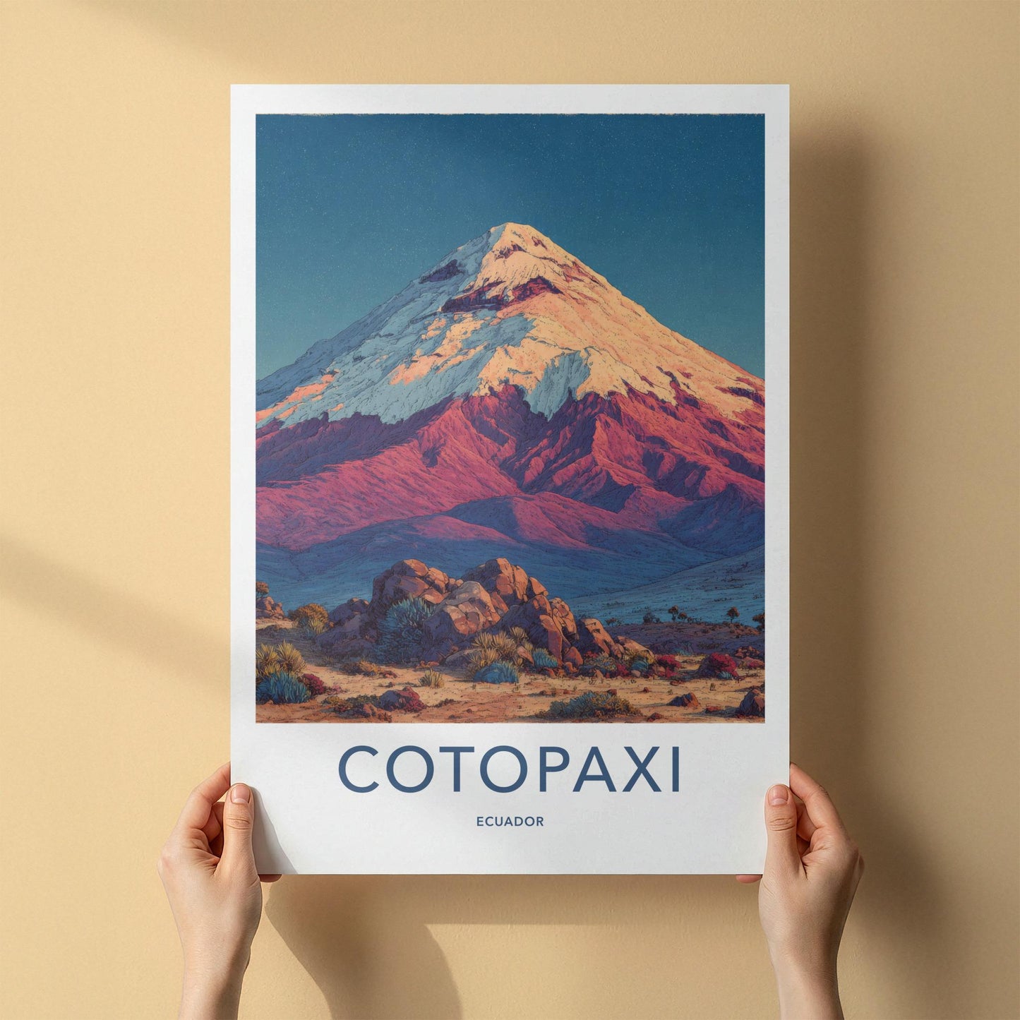 Cotopaxi Poster - Ecuador Scenic Art - Starry Volcanic Peak Room Decor