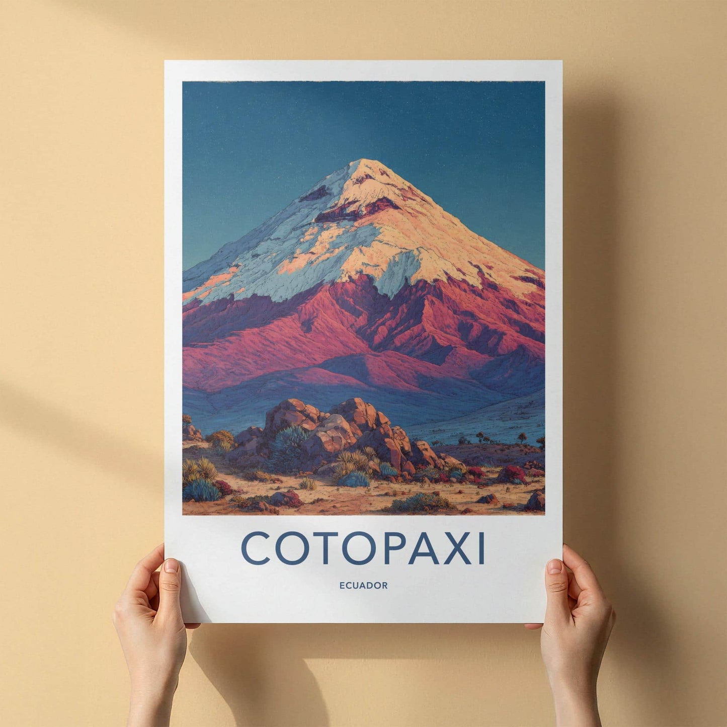 Cotopaxi Poster - Ecuador Scenic Art - Starry Volcanic Peak Room Decor