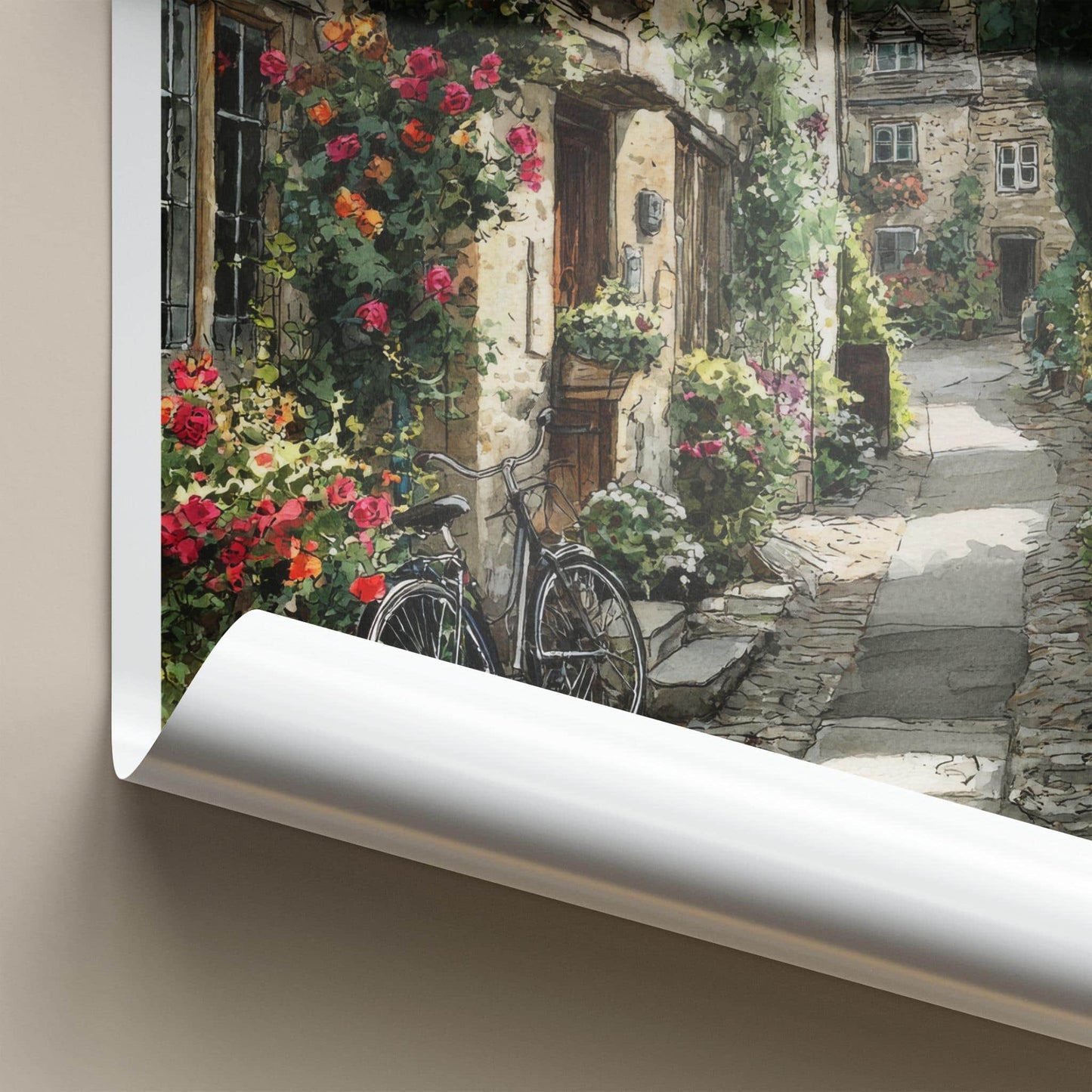 Cotswolds Poster - United Kingdom Travel Art - Flowered Cottage Wall Decor