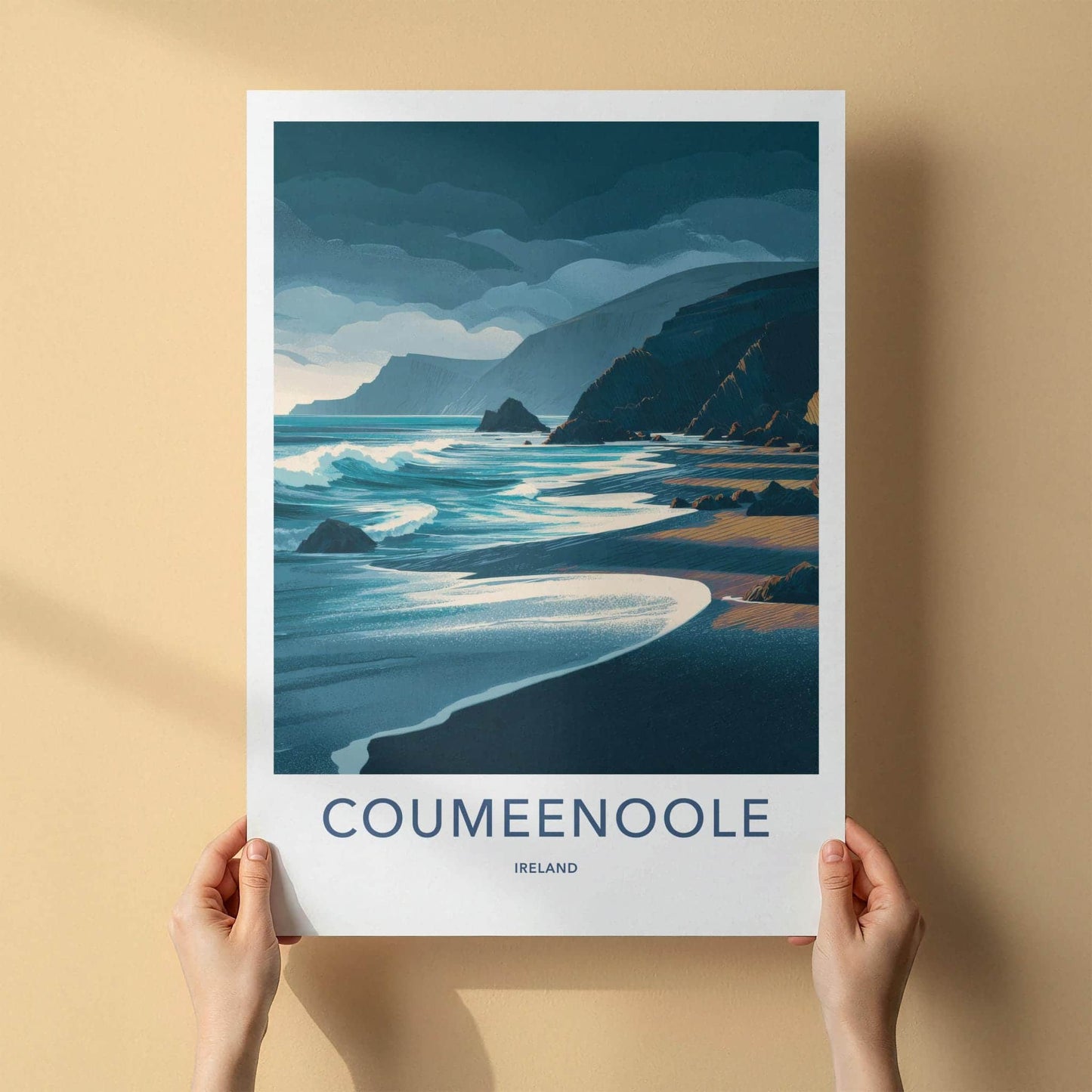 Coumeenoole Poster - Ireland Travel Art - Rugged Ocean Cliffs Home Decor