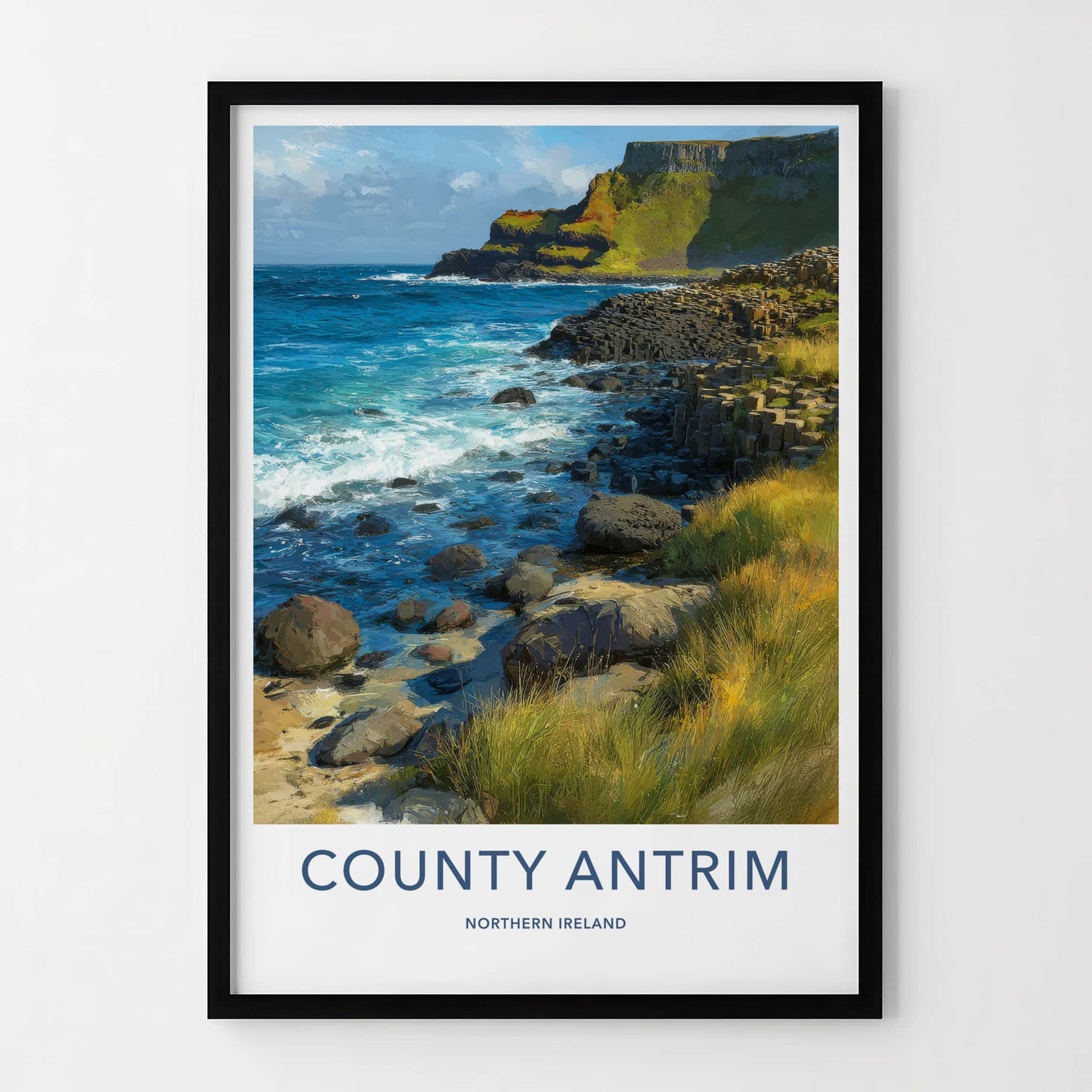 County Antrim Poster - Northern Ireland Travel Print Basalt Columns Gallery Art