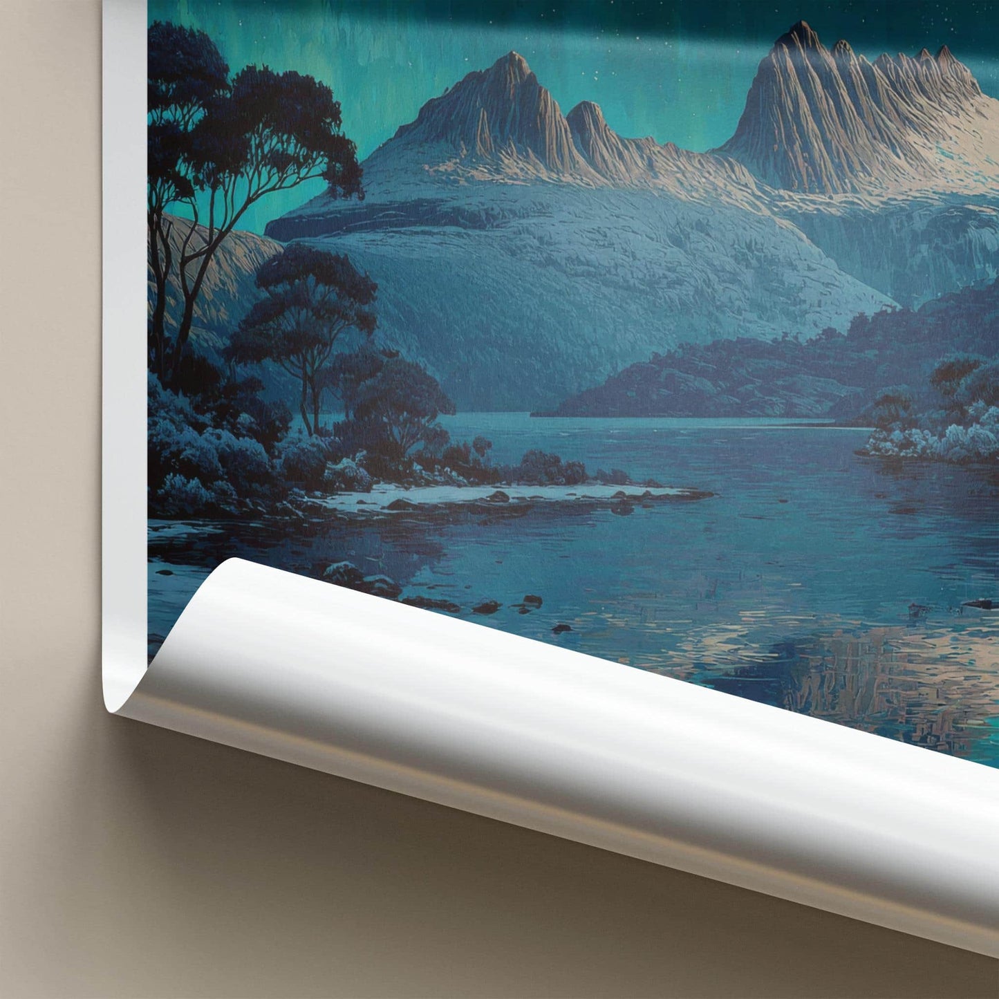 Cradle Mountain Poster - Australia Scenic Art - Aurora Lake Peaks Wall Decor