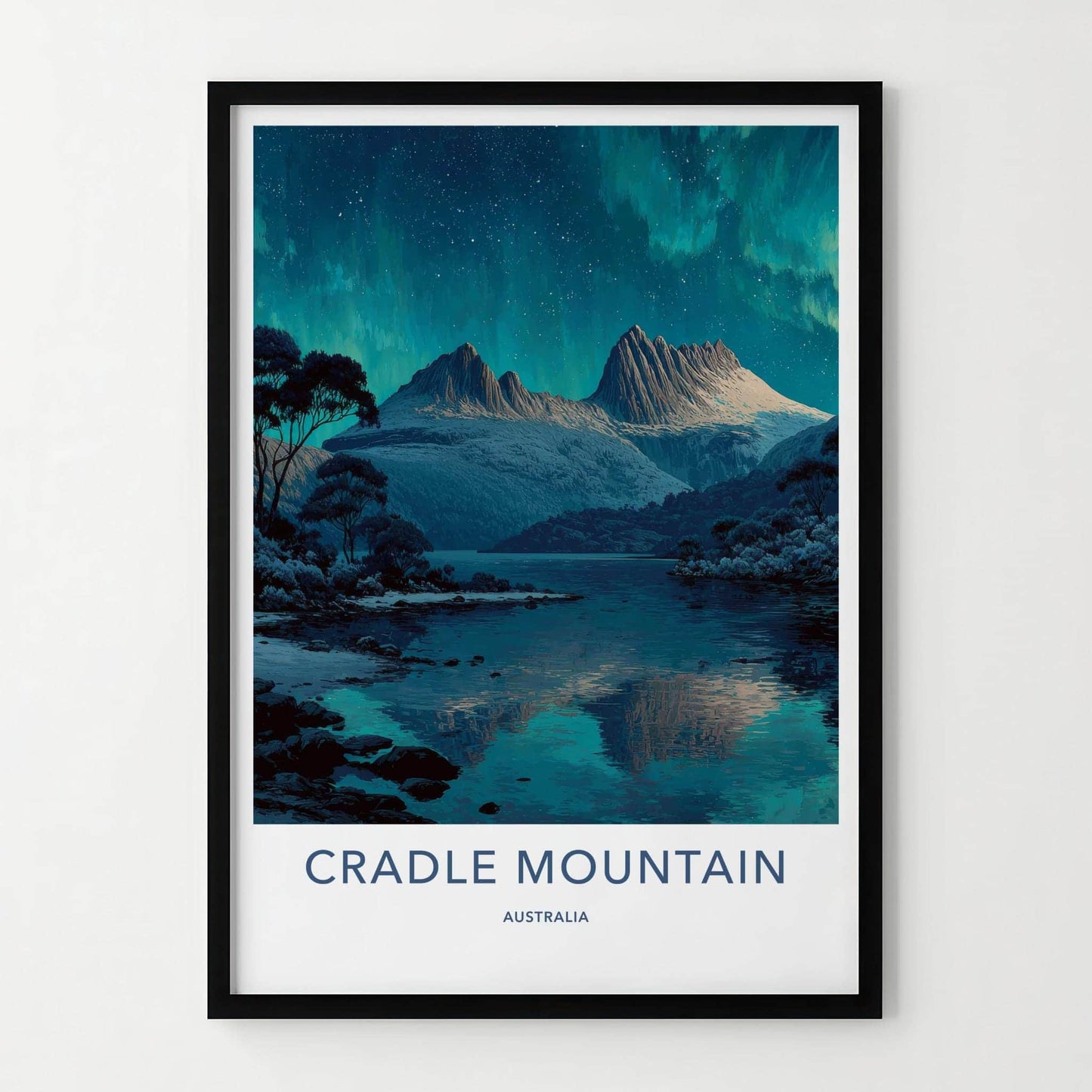 Cradle Mountain Poster - Australia Scenic Art - Aurora Lake Peaks Wall Decor