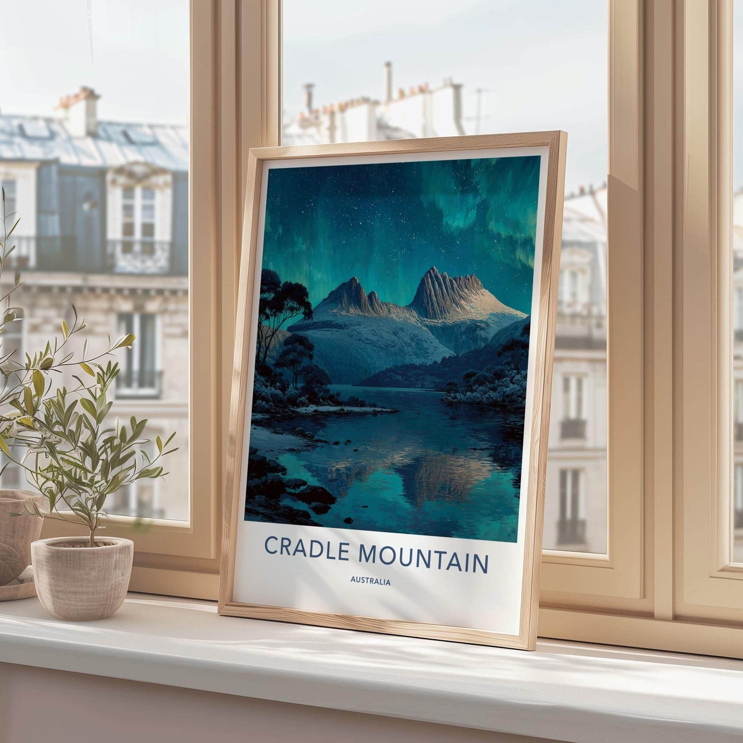 Cradle Mountain Poster - Australia Scenic Art - Aurora Lake Peaks Wall Decor