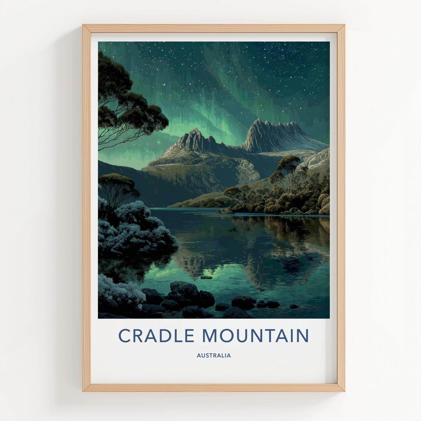 Cradle Mountain Poster - Australia Wall Art - Mountain Lake Aurora Home Decor